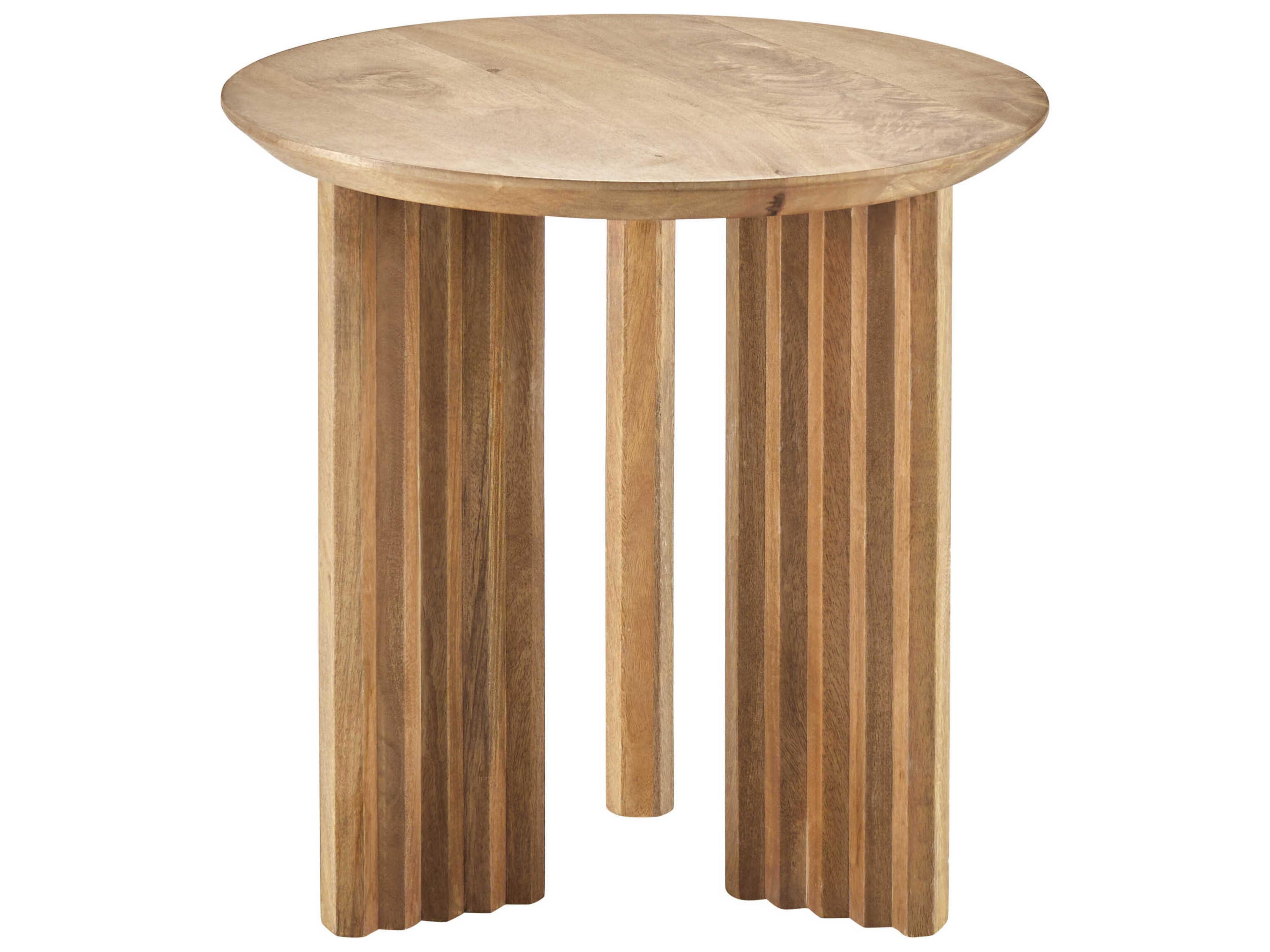 Agnes Round Wood Brown End Table