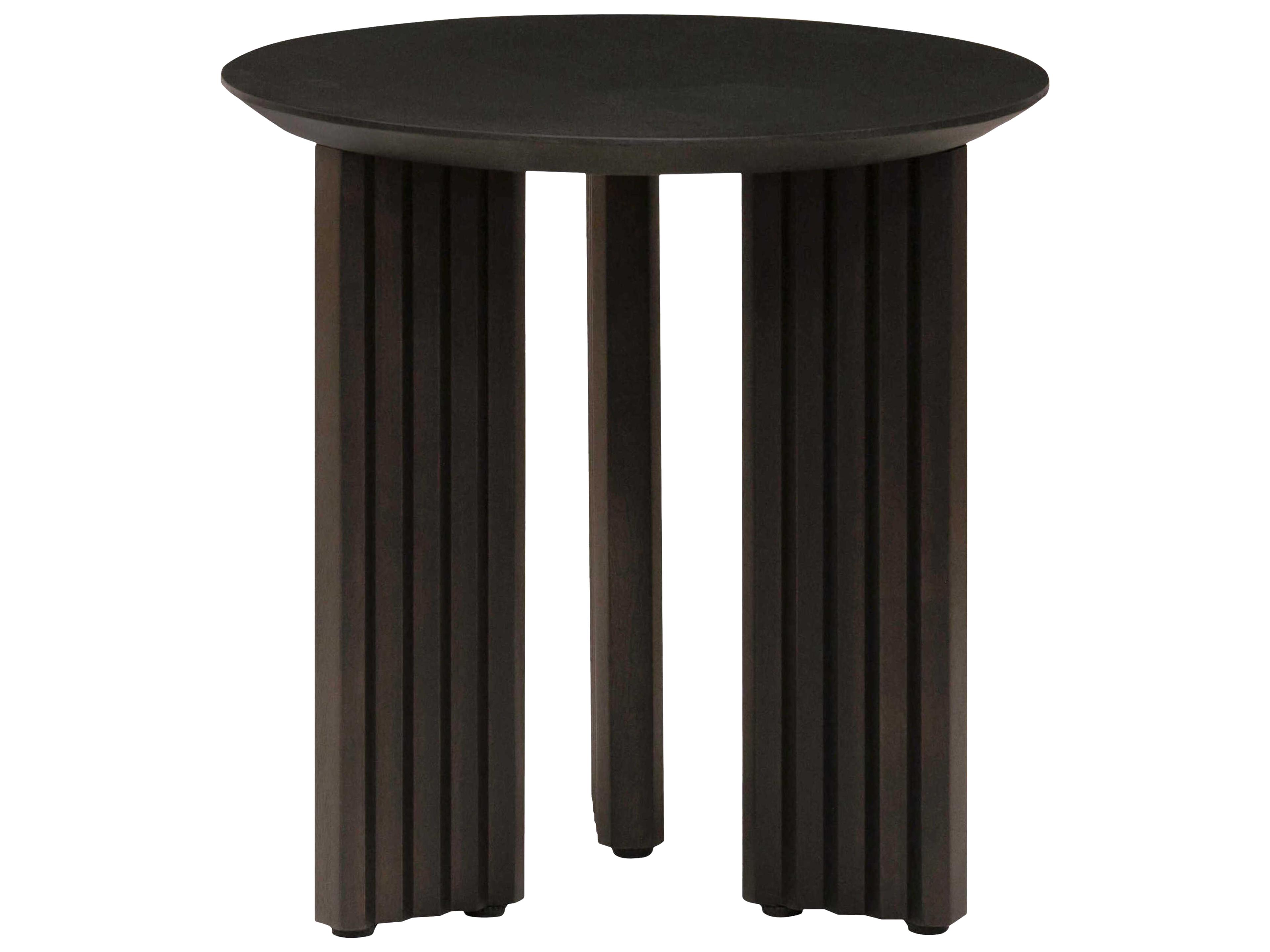Agnes Round Wood Black End Table