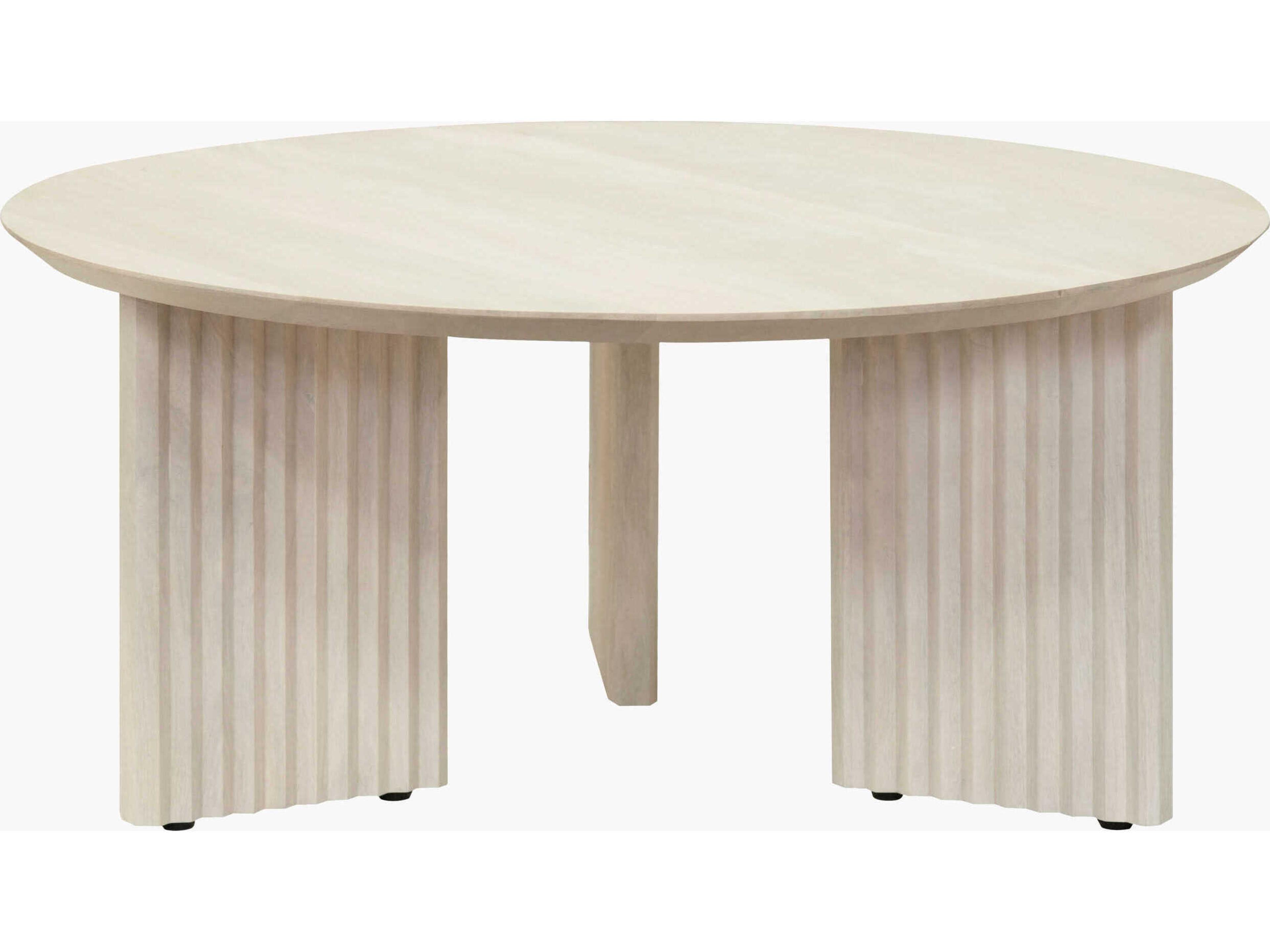 Agnes Round Wood White Coffee Table