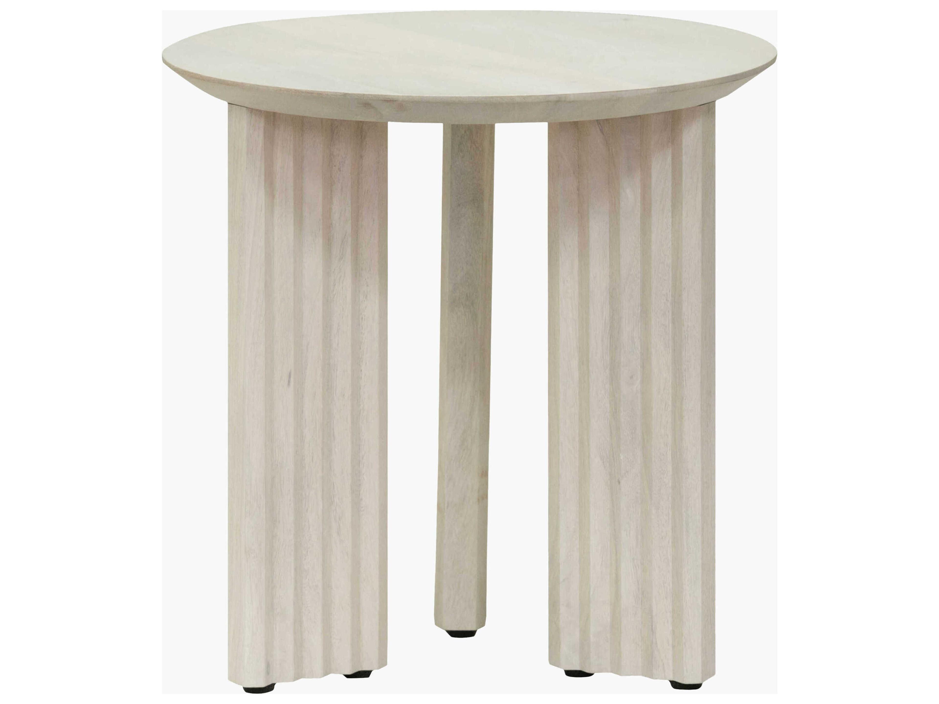 Agnes Round Wood White End Table