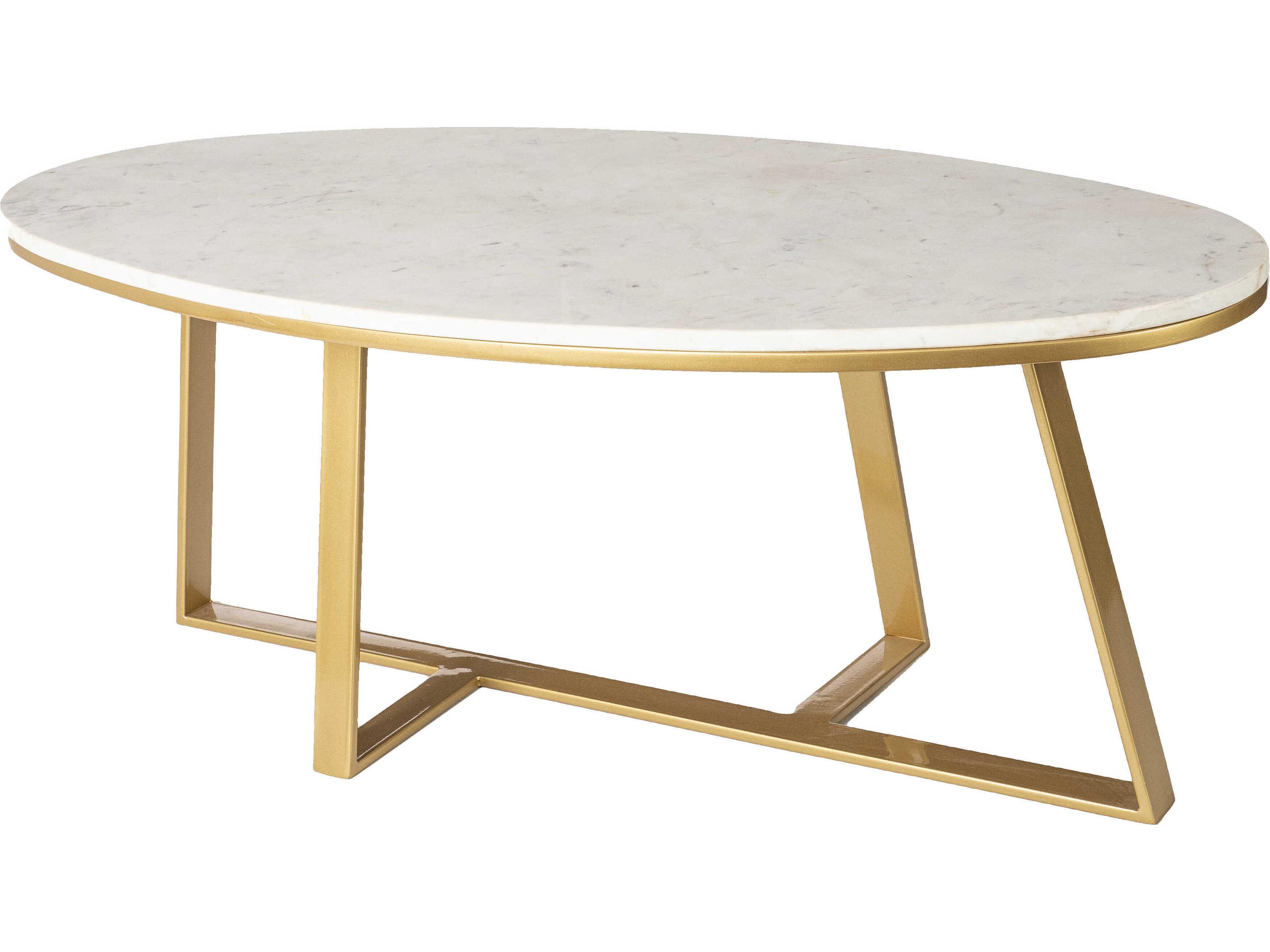 Akola Oval Marble White Gold Coffee Table