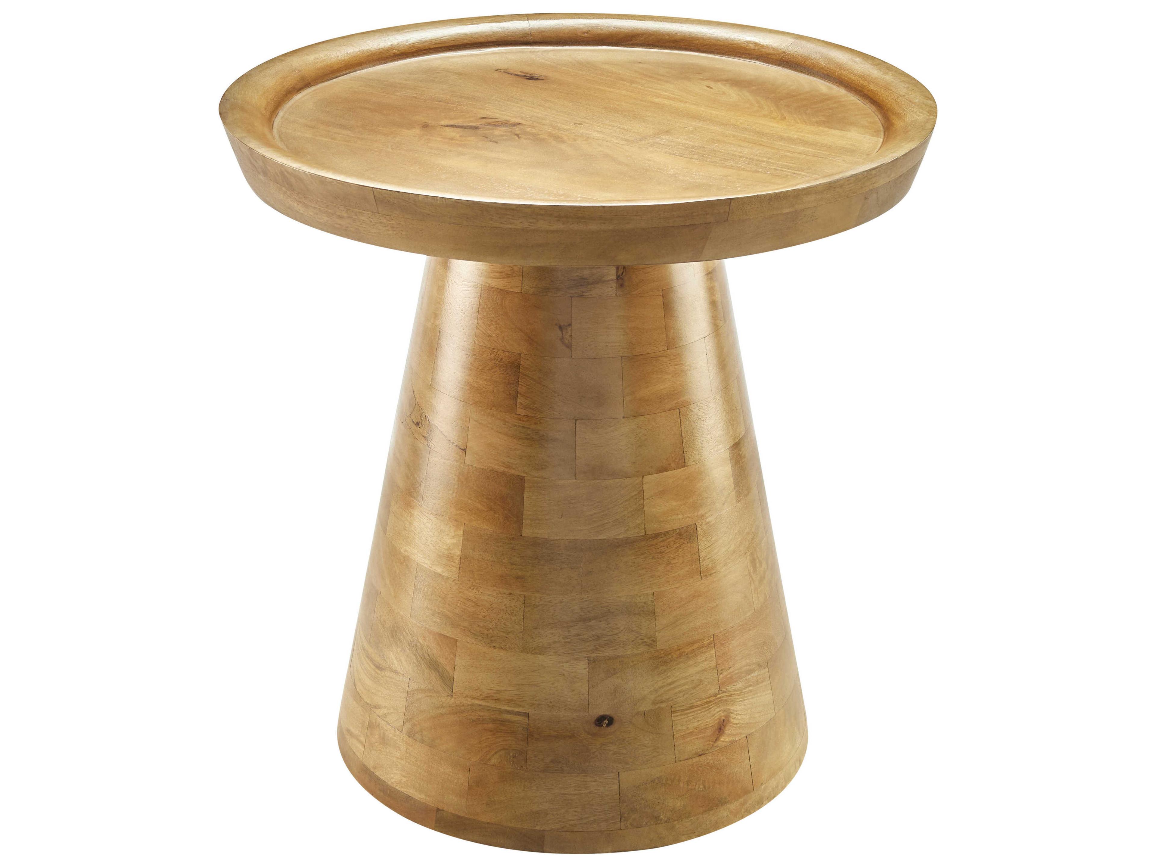 Amira Round Wood Brown End Table