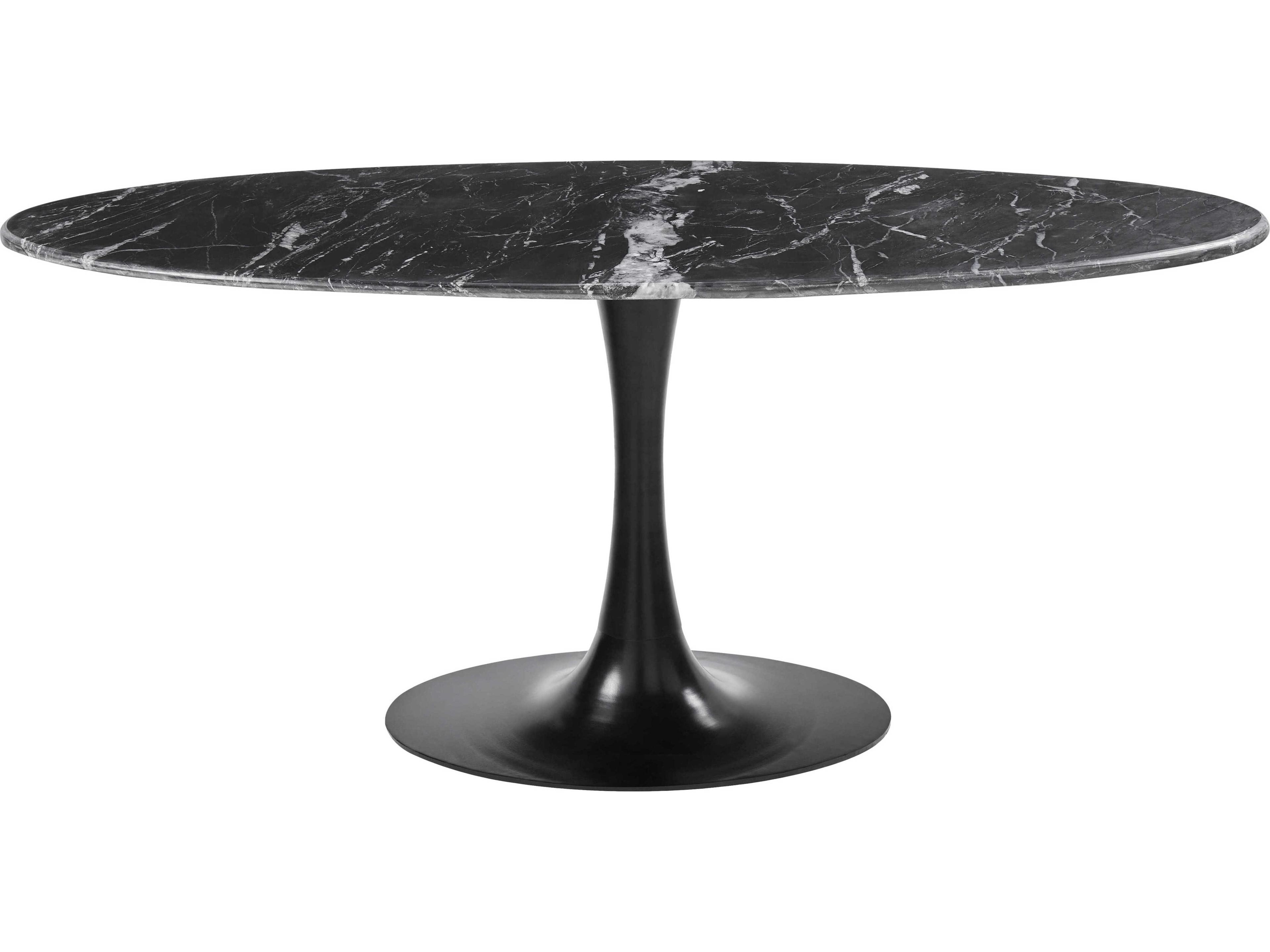 Anatalia Oval Marble Black Dining Table