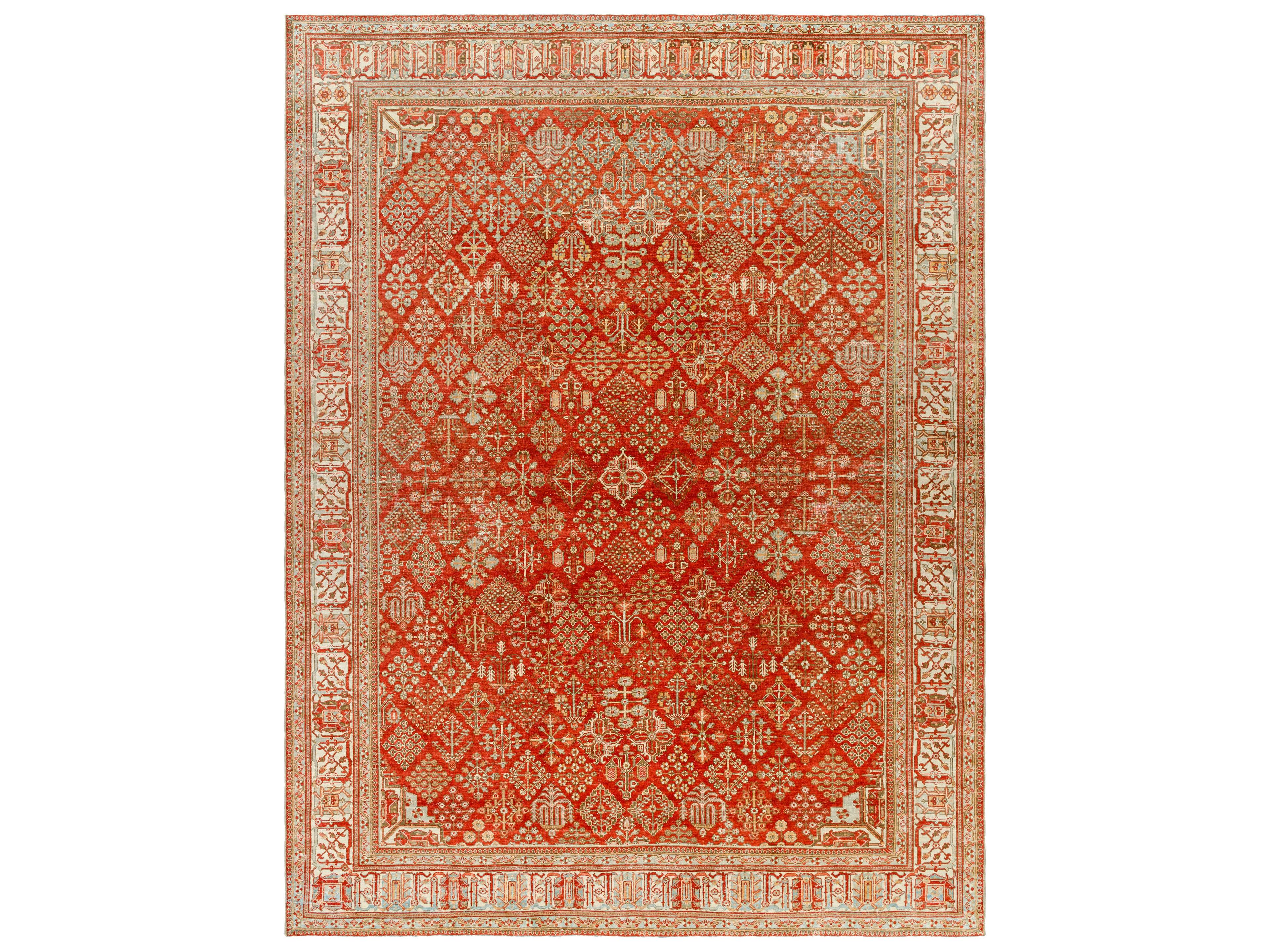 Antique One Of A Kind Bordered Area Rug