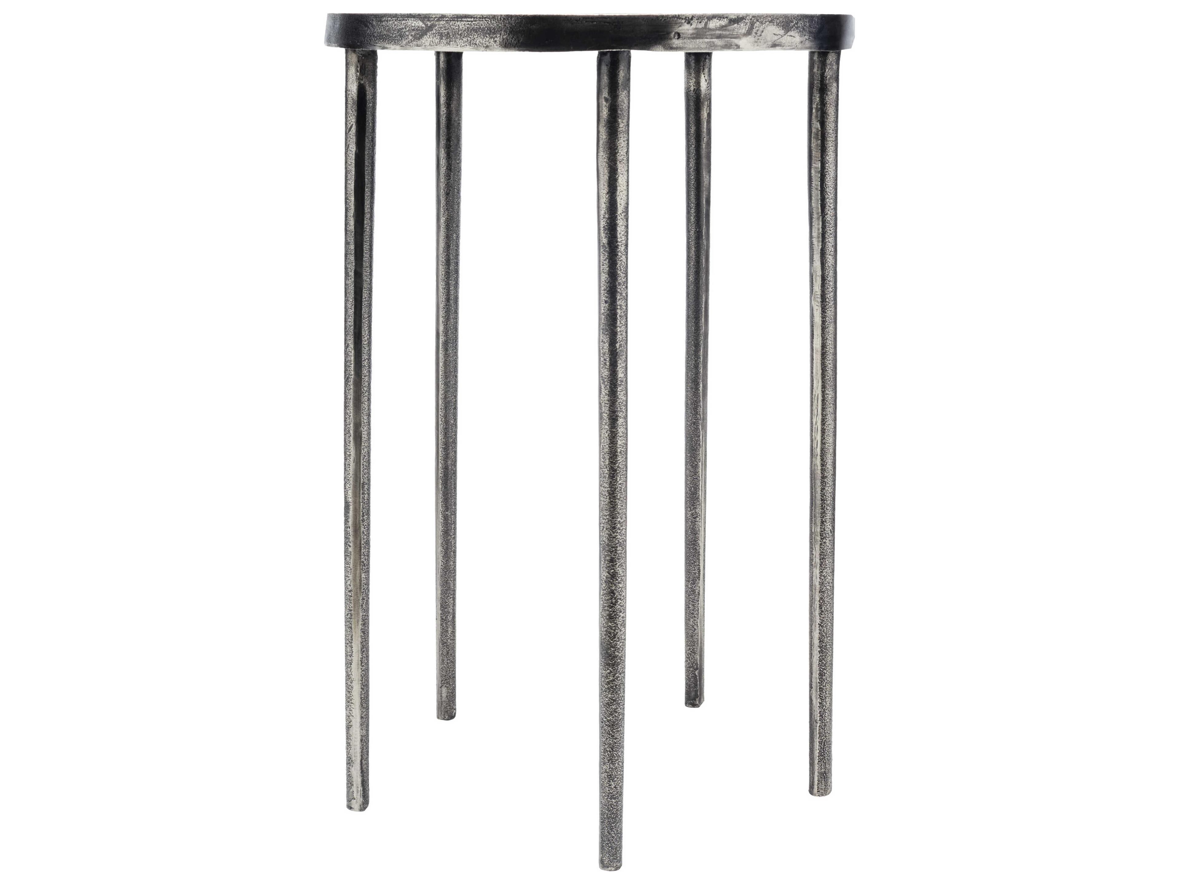 Surya Arnett Round Metal Gray End Table