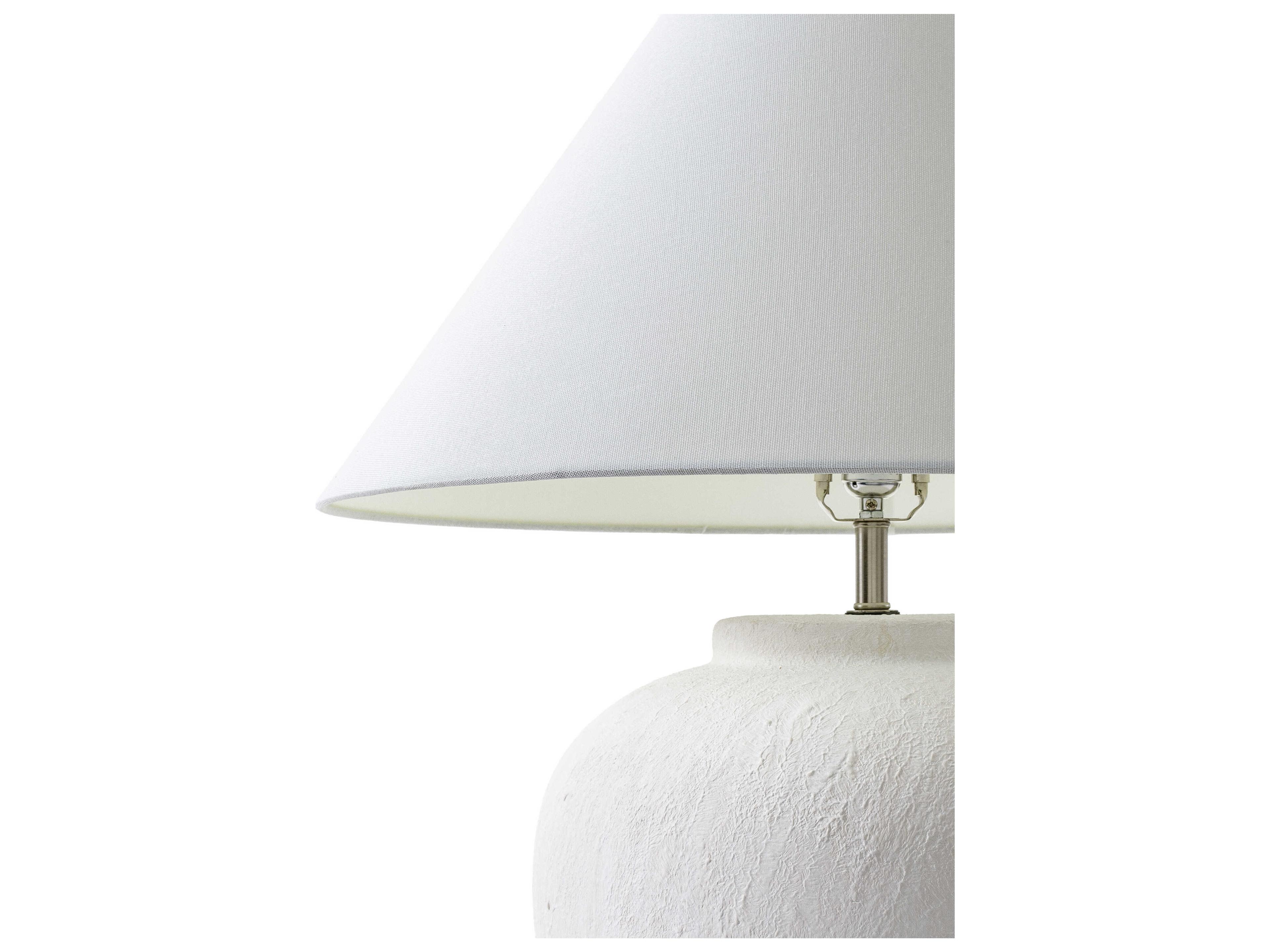 Surya Arion Cream White Linen Buffet Lamp