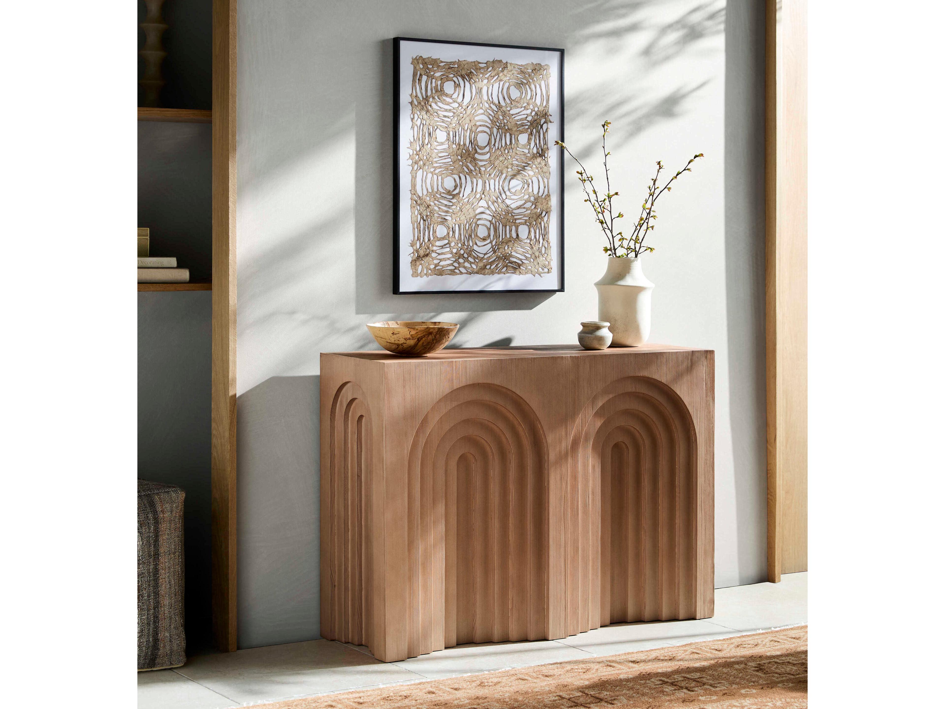 Surya Arwyn Rectangular Wood Brown Console Table