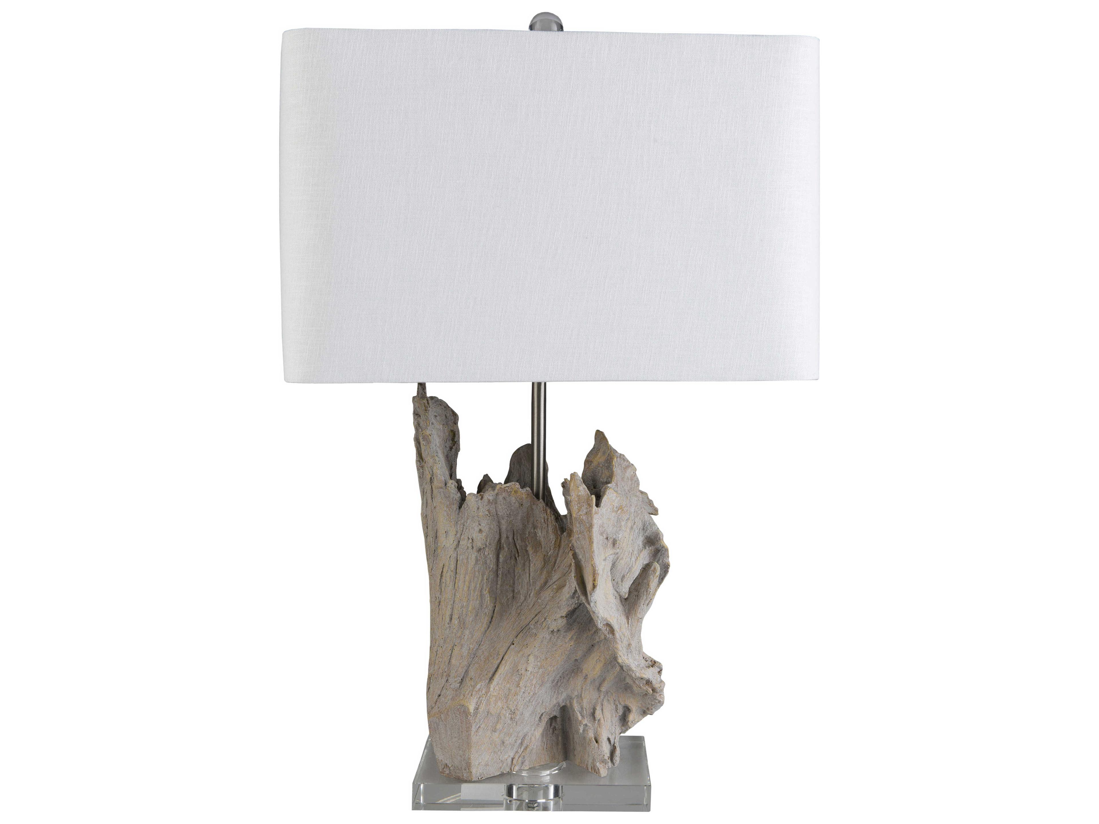 Darby Brown White Linen Buffet Lamp