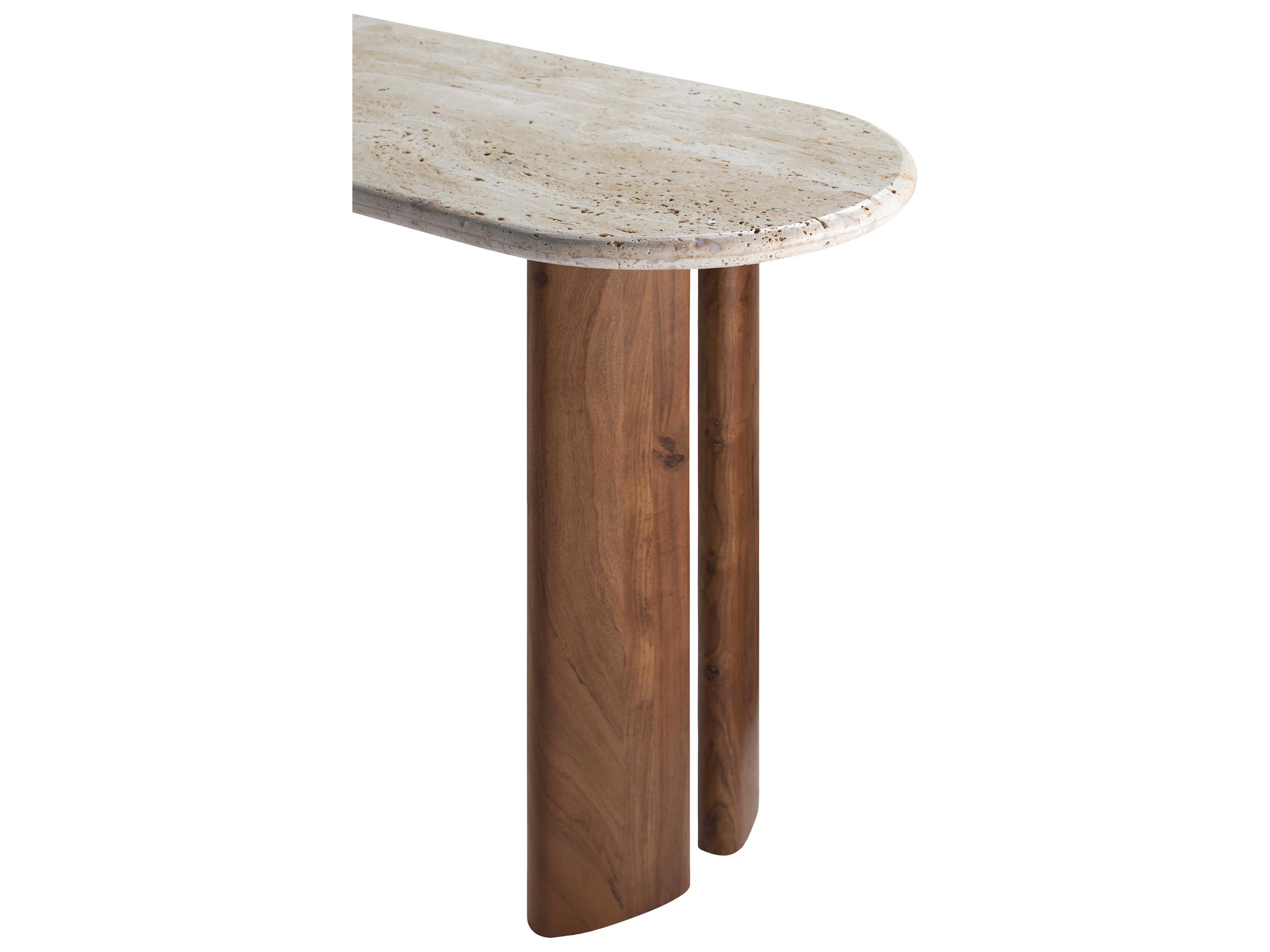 Surya Abacus Oval Cream Dark Brown Console Table