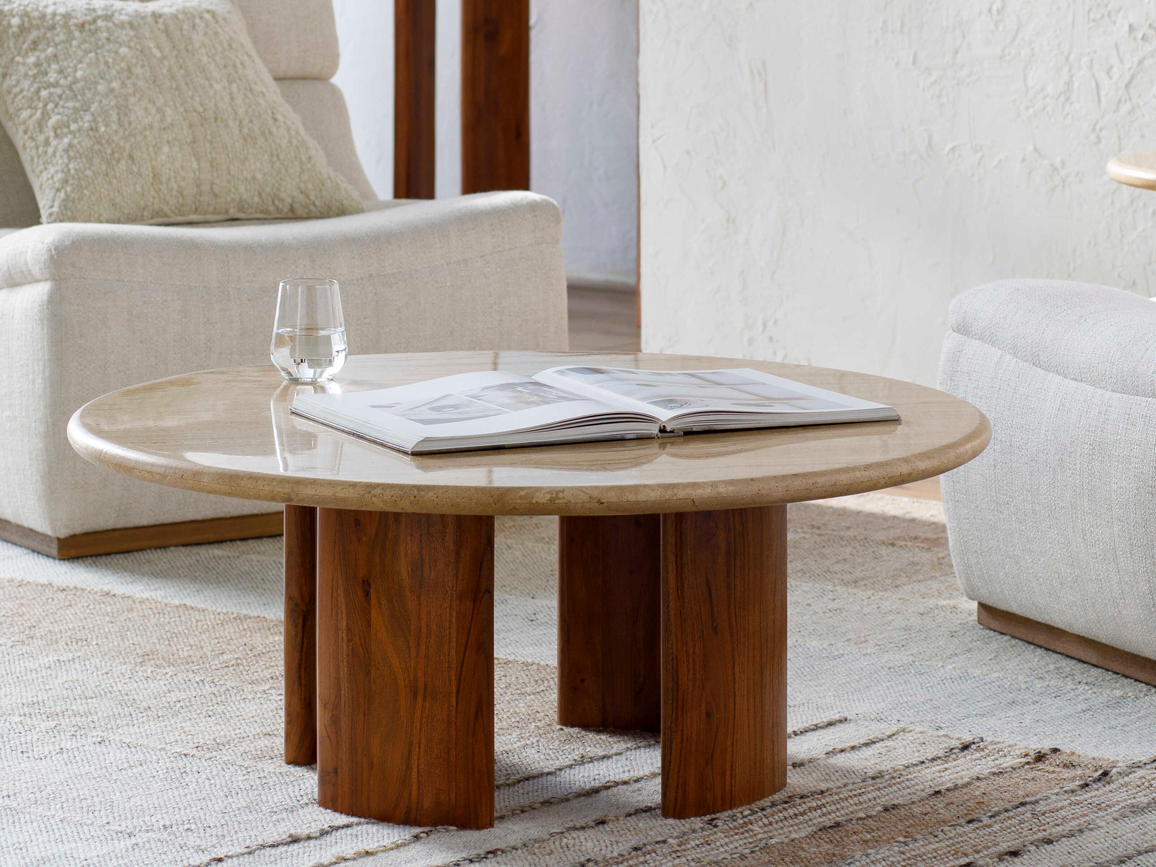 Surya Abacus Round Cream Brown Coffee Table