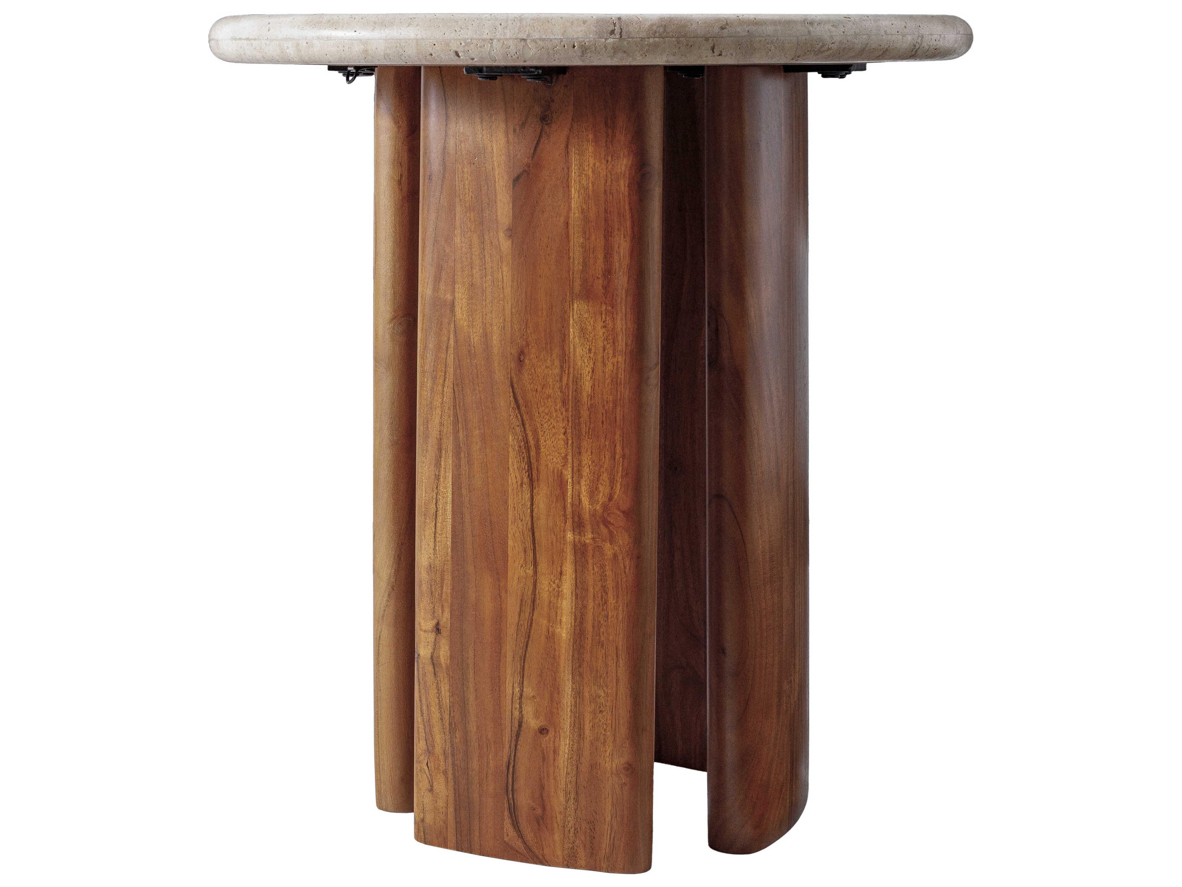 Surya Abacus Round Brown End Table