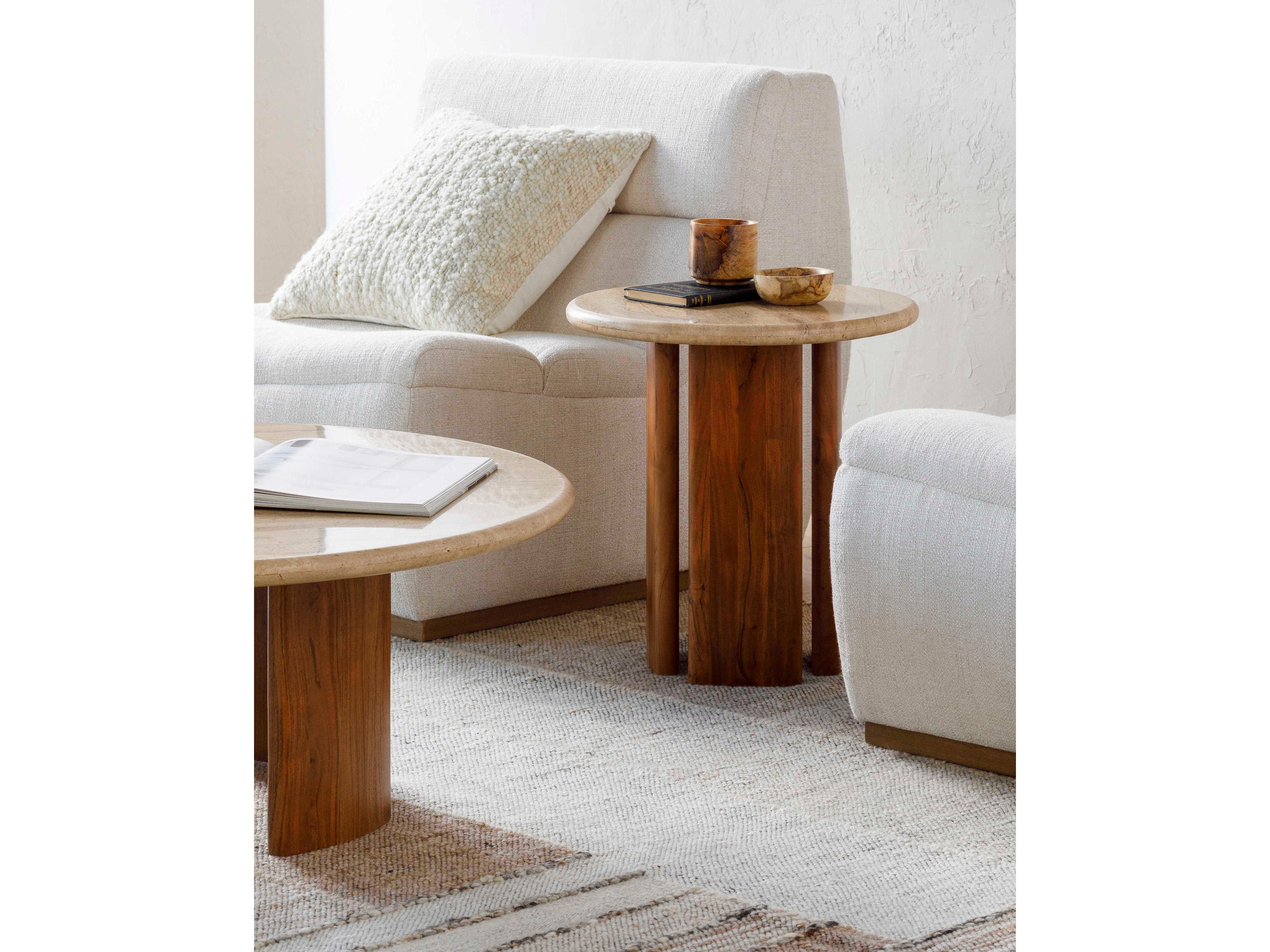Surya Abacus Round Brown End Table