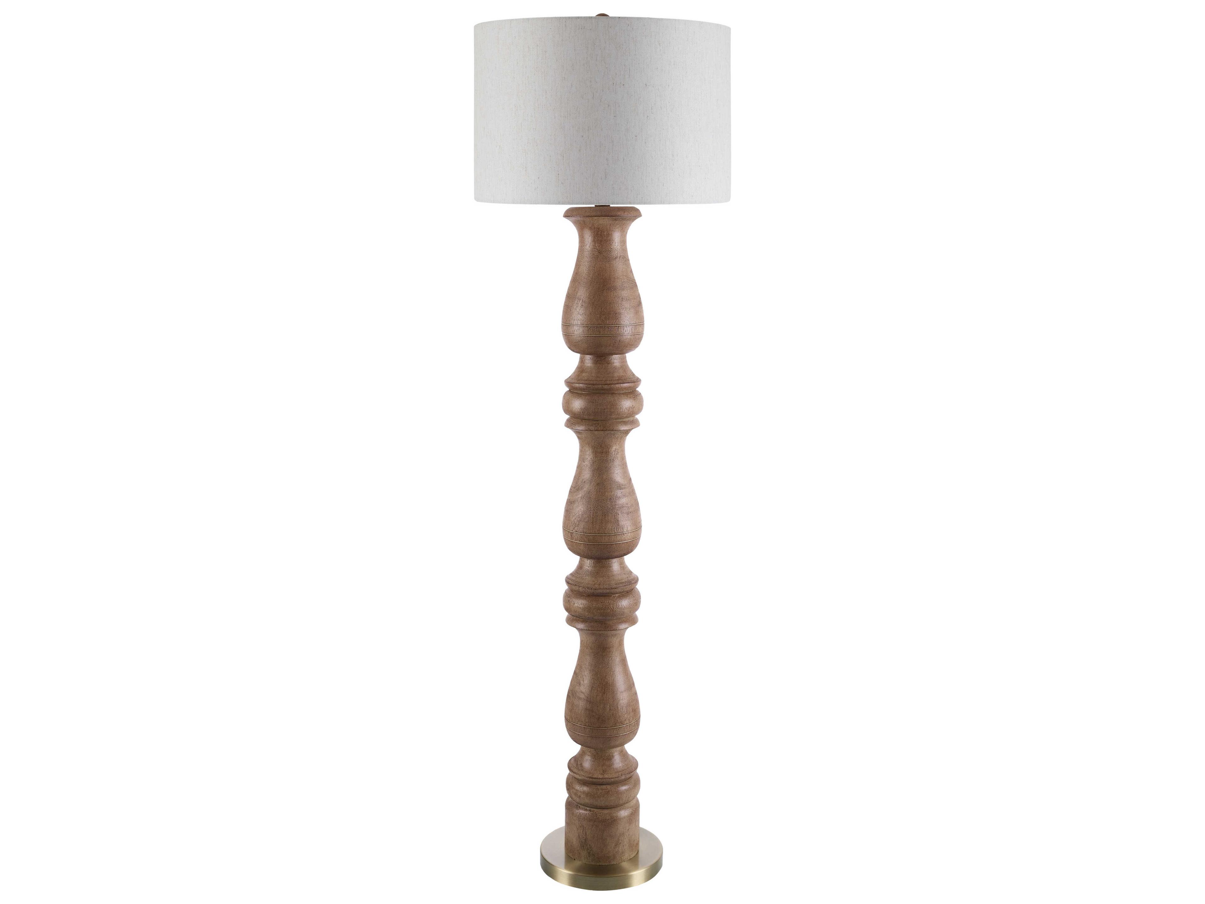 Alvimare Painted Dark Brown Beige Linen Traditional Floor Lamp