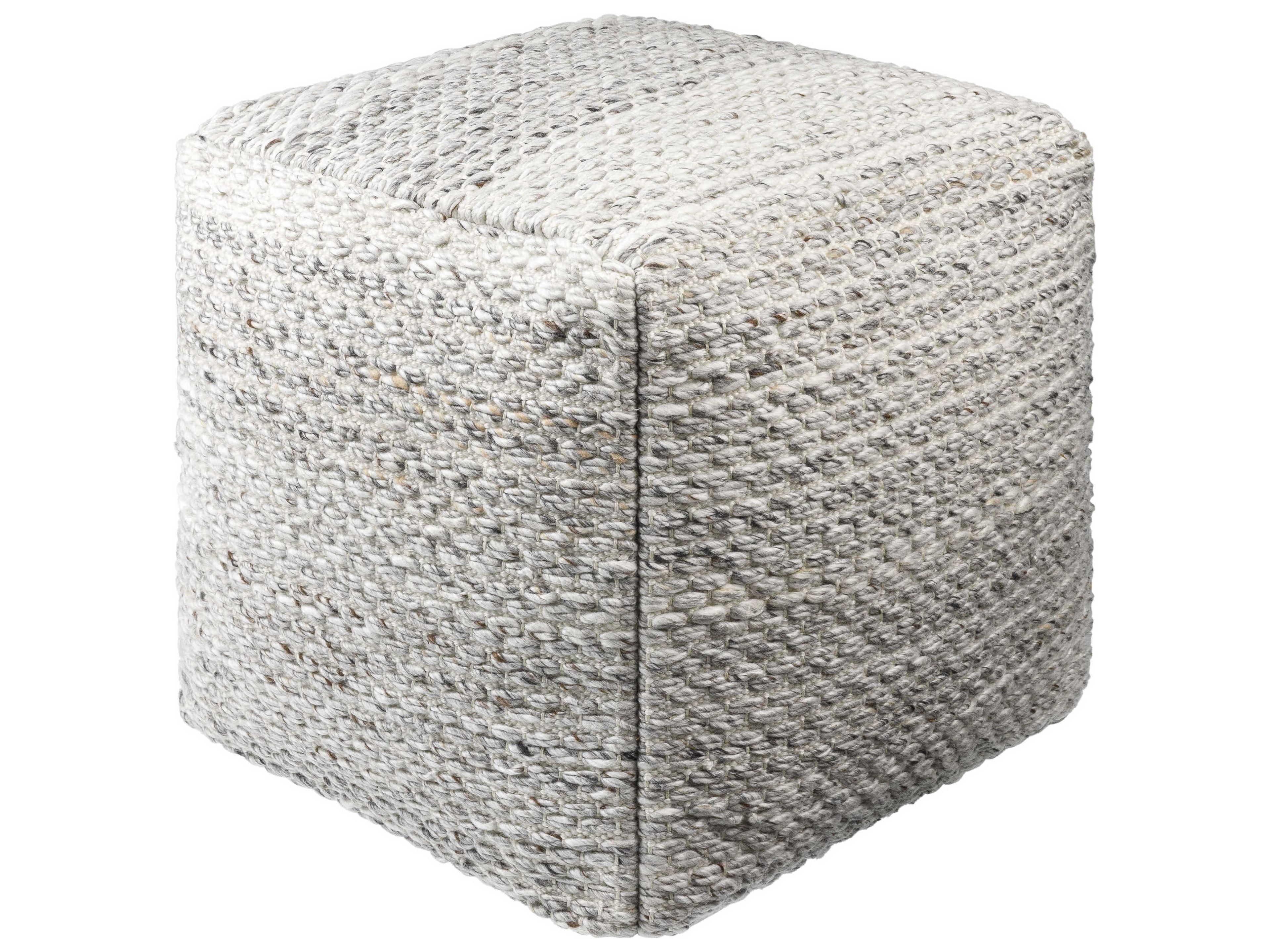Averill Ivory Beige Upholstered Pouf