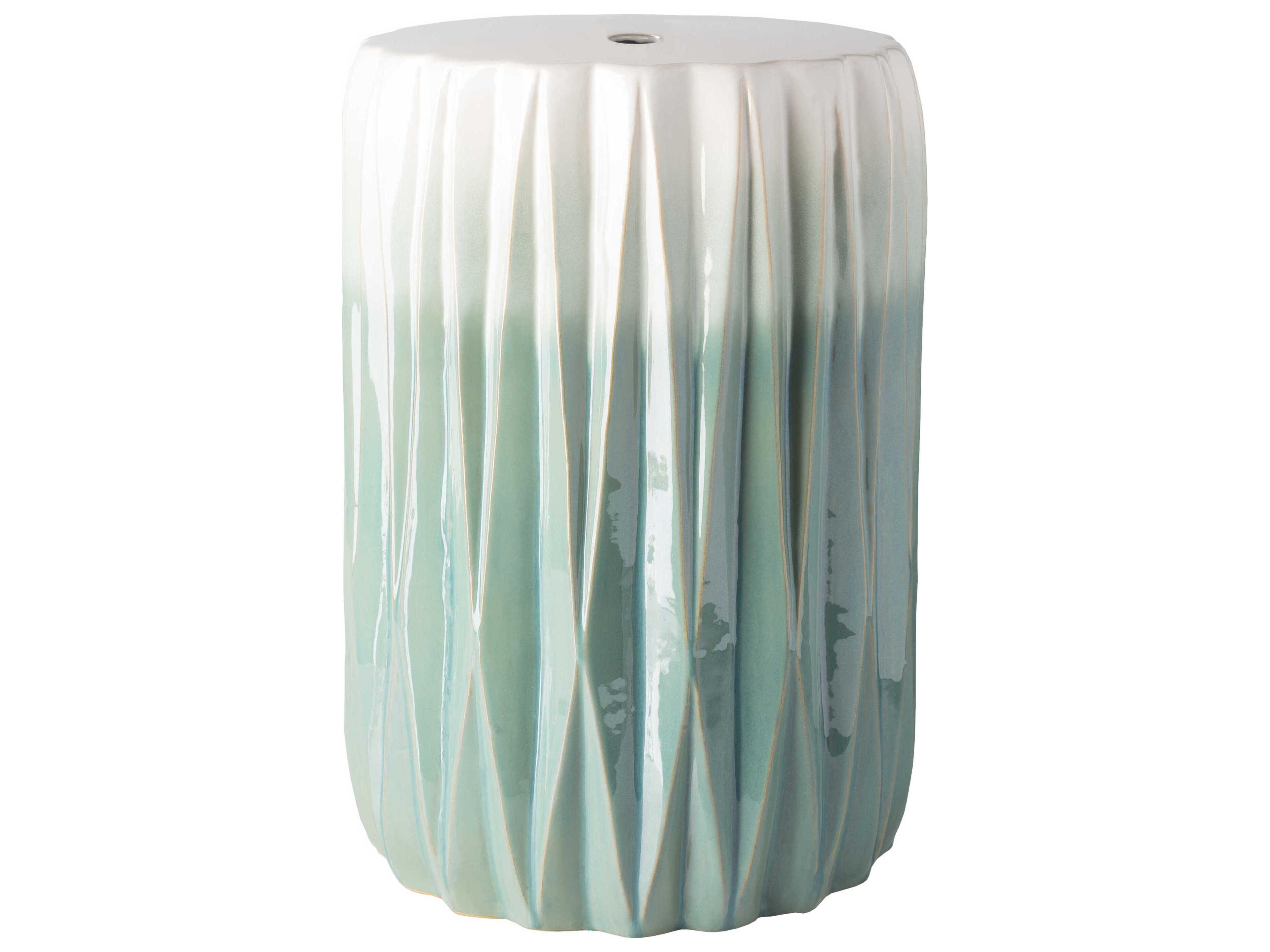 Aynor White Aqua Blue Accent Stool