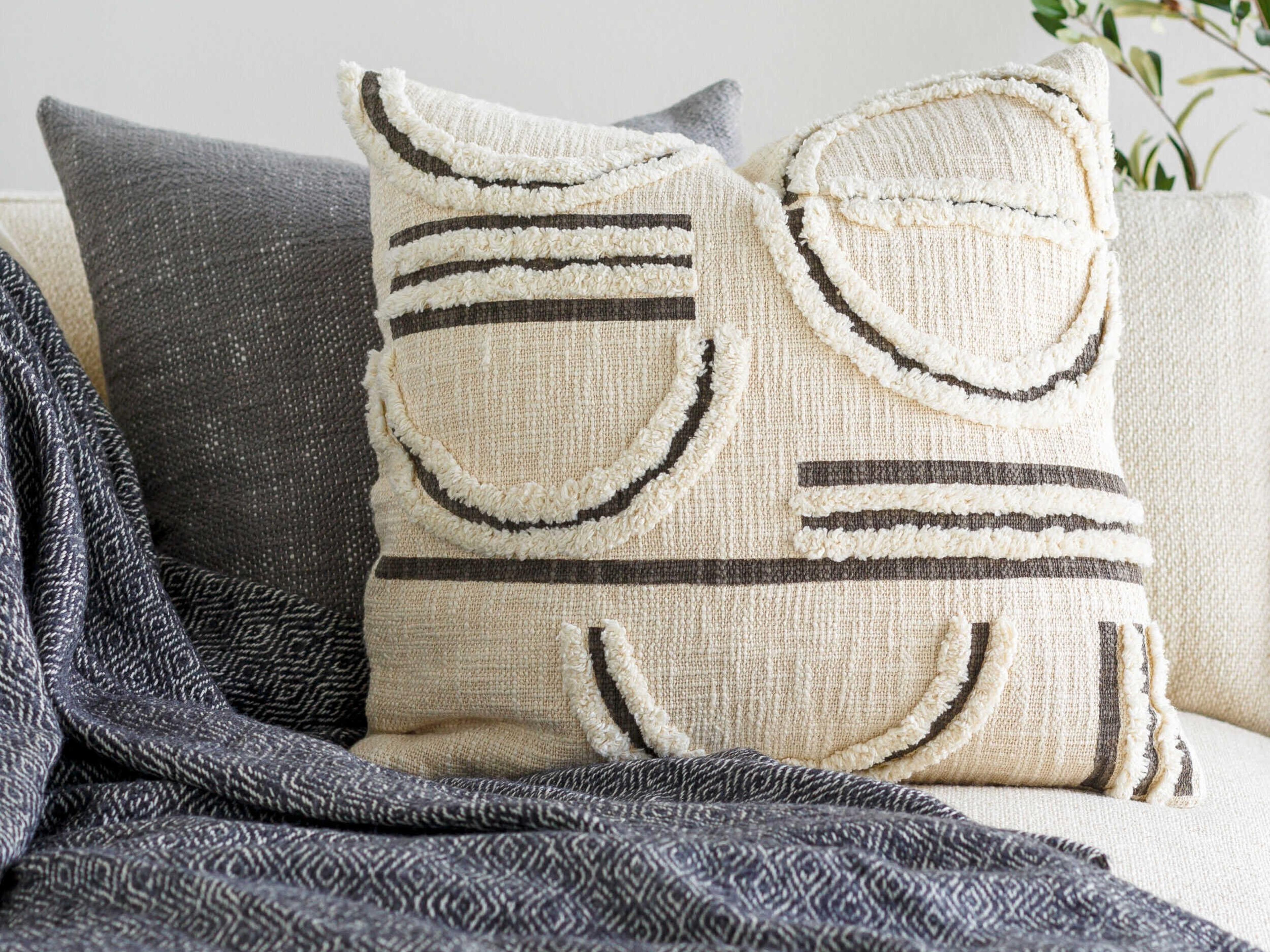 Surya Azibo Charcoal / Light Beige / Cream Pillow