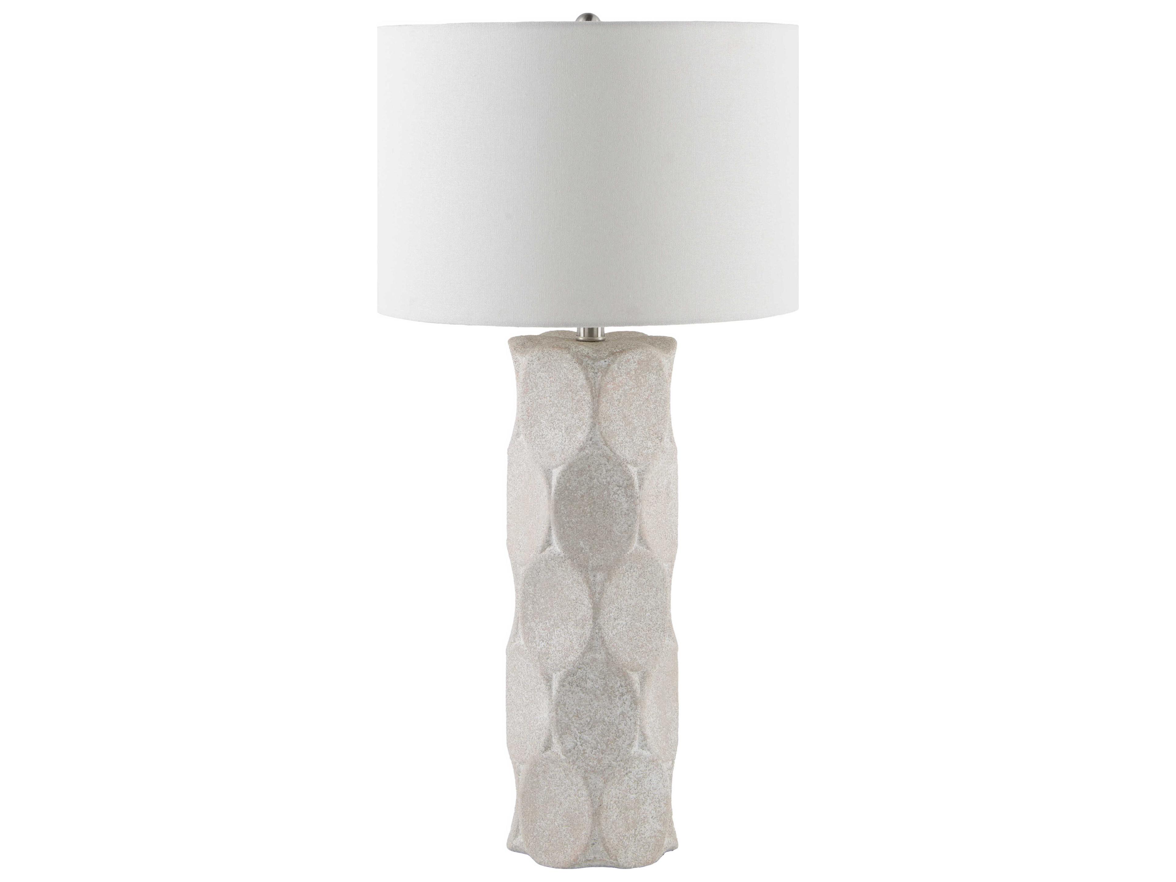 Surya Bimbila Gray White Linen Buffet Lamp