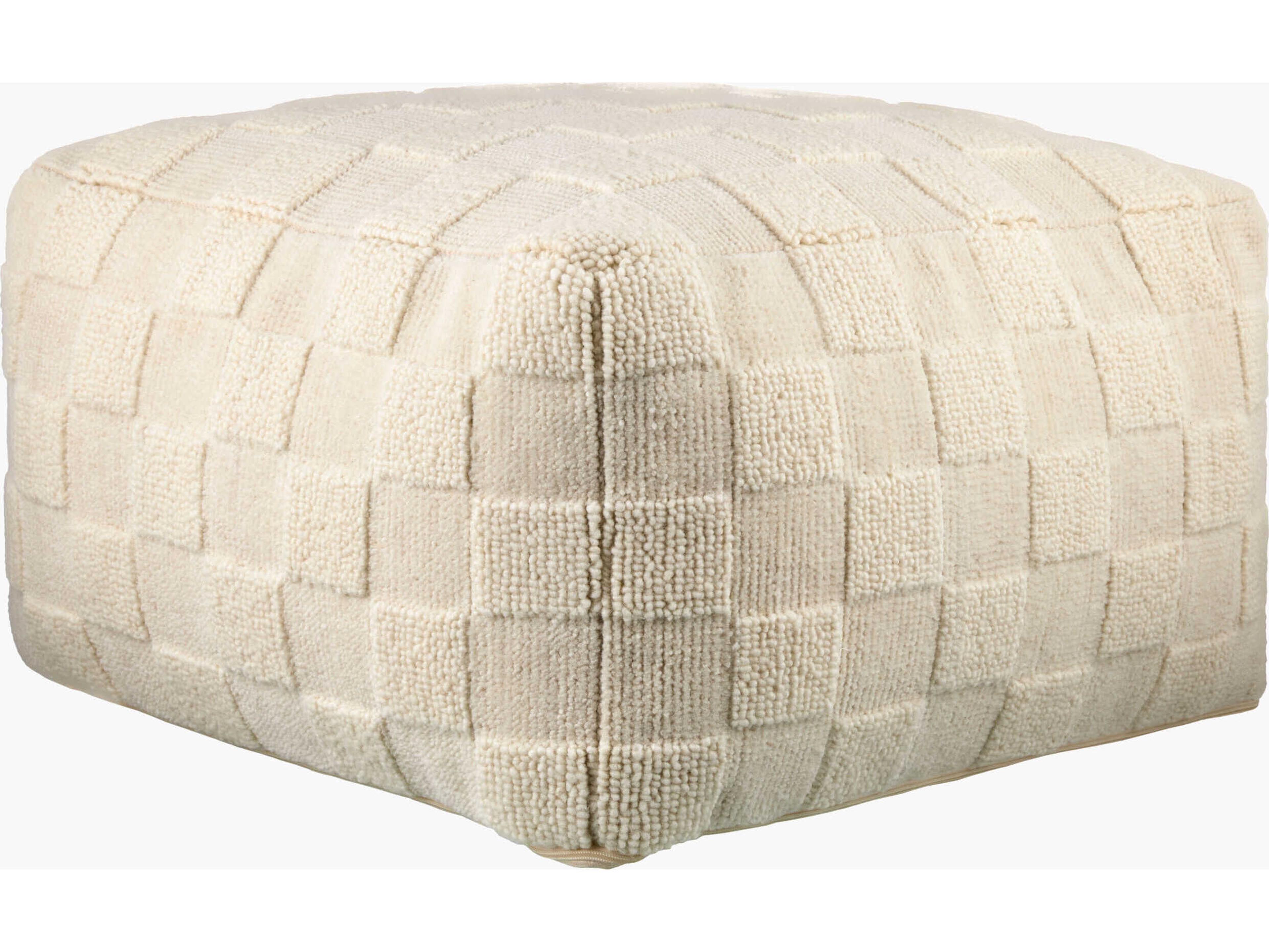 Blanco Beige Upholstered Pouf