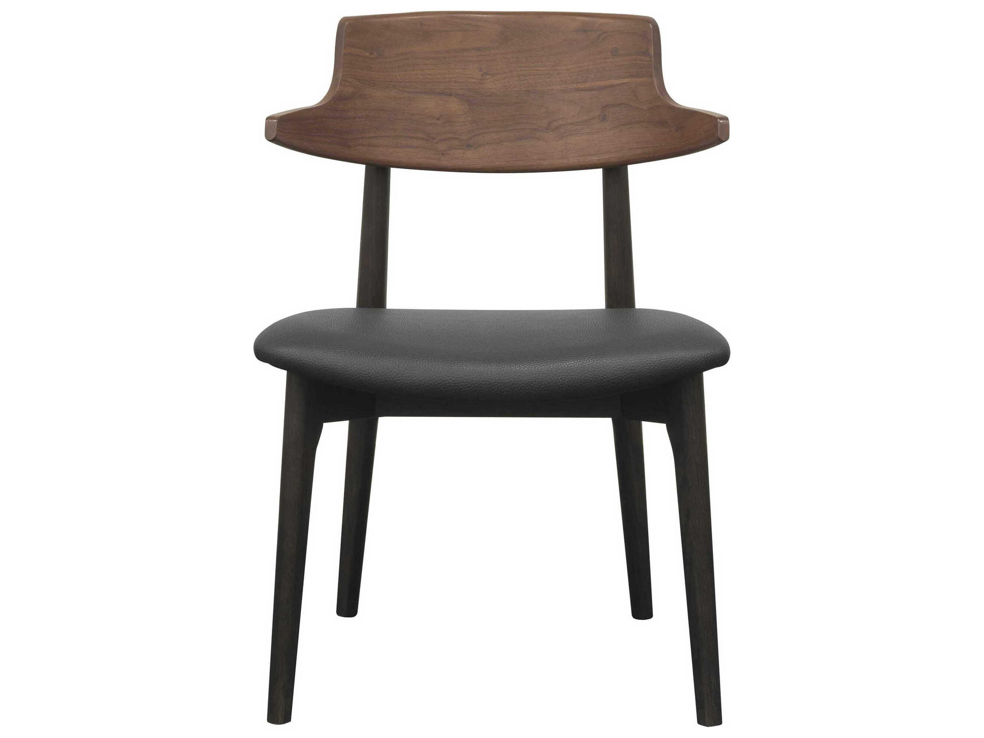 Surya Billings Oak Wood Black Faux Leather Armless Dining Chair Set of 2