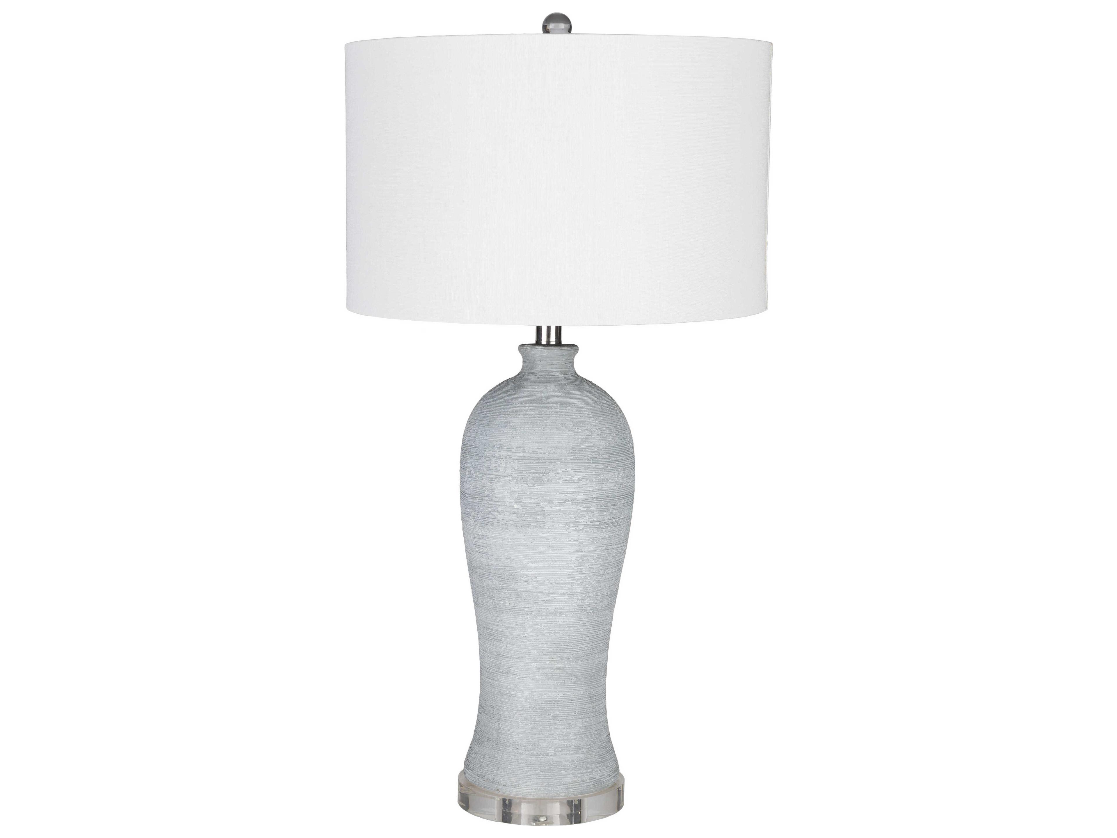 Surya Blaine Light Gray White Linen Buffet Lamp