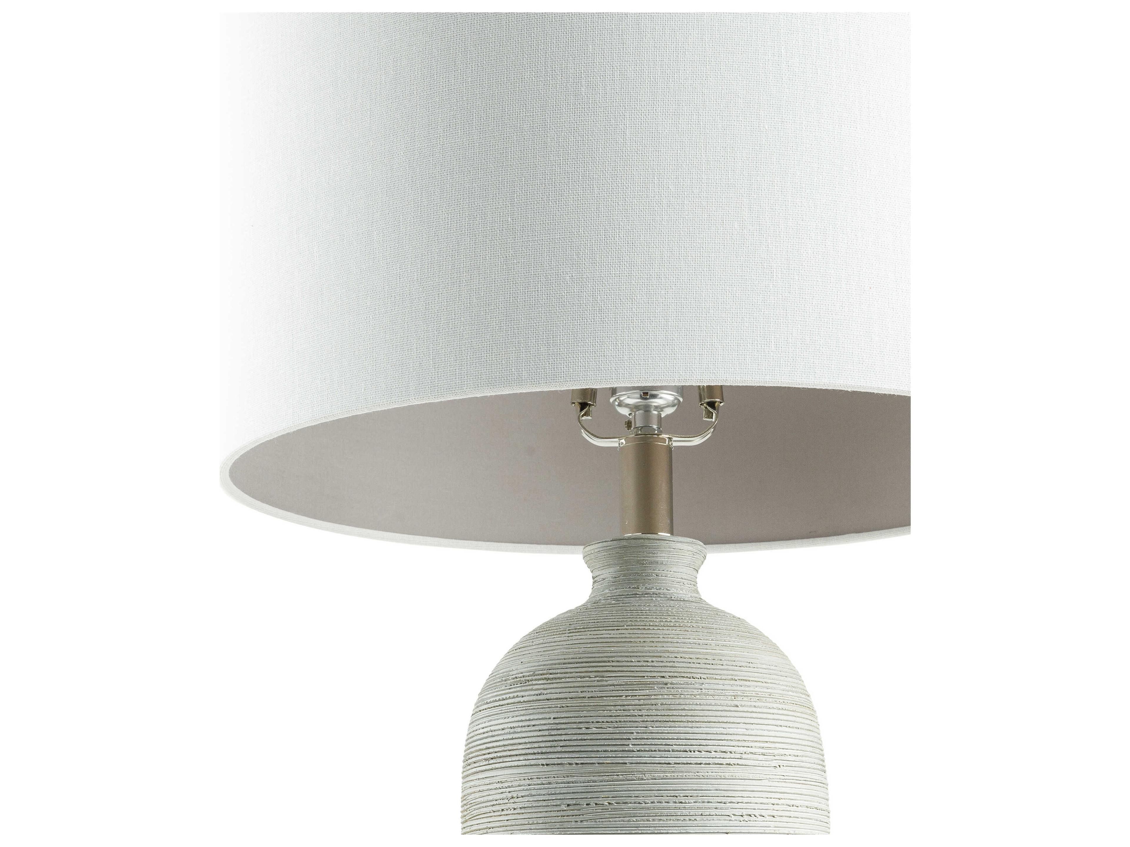Surya Blaine Light Gray White Linen Buffet Lamp