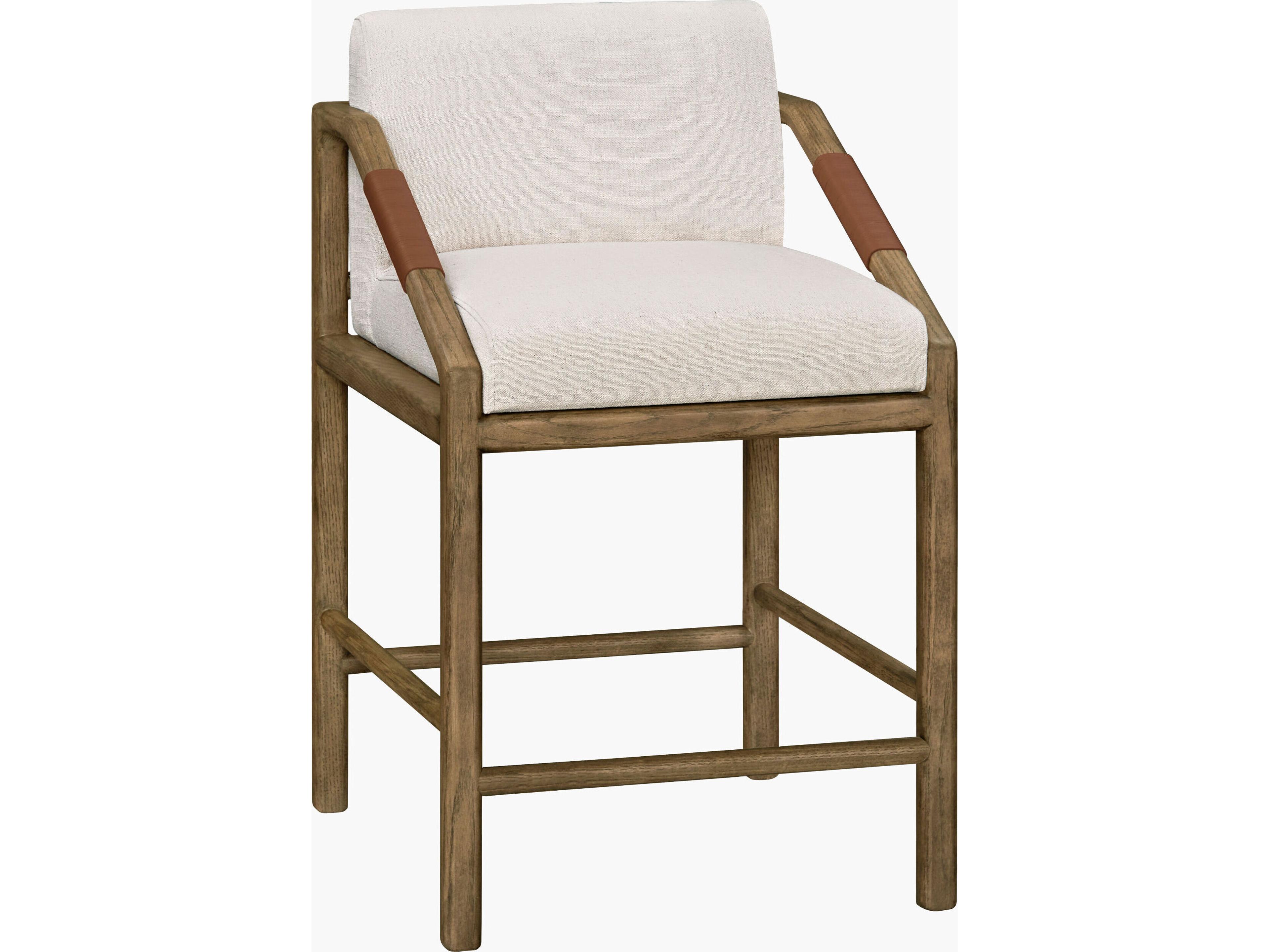 Surya Becki Owens Atra Brown Upholstered Oak Wood Counter Stool