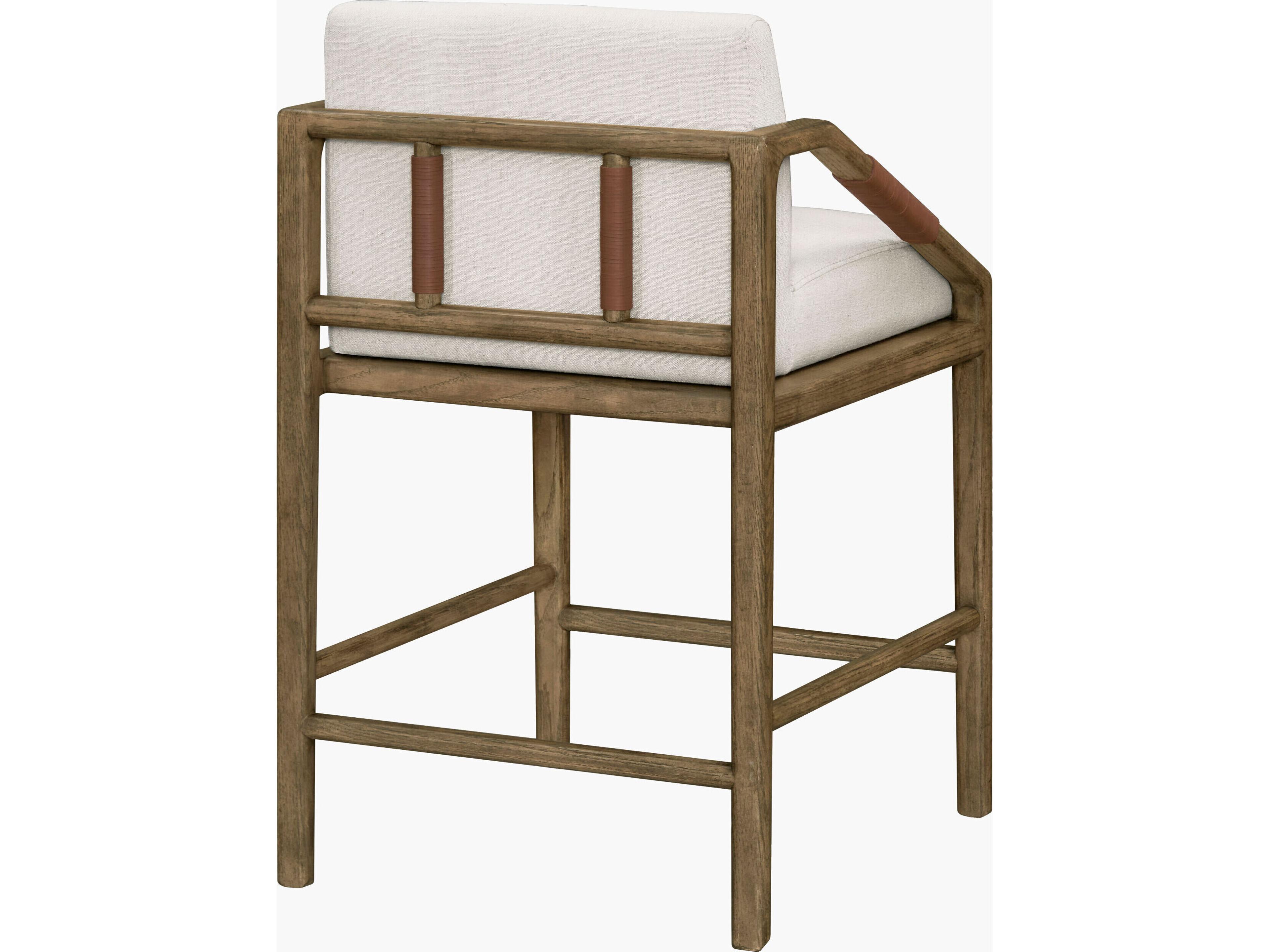 Surya Becki Owens Atra Brown Upholstered Oak Wood Counter Stool