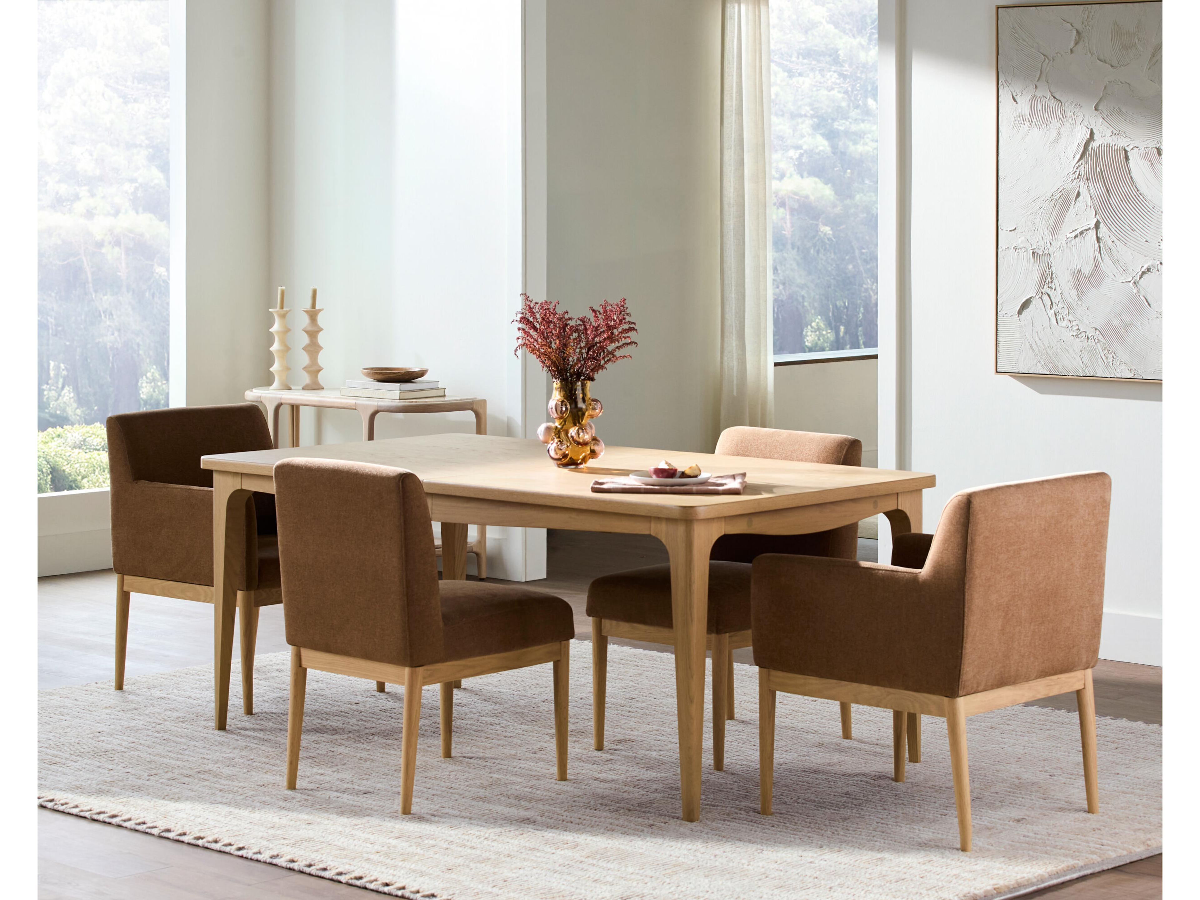 Surya Becki Owens Mollie Oak Wood Brown Upholstered Armless Dining Chair Set of 2