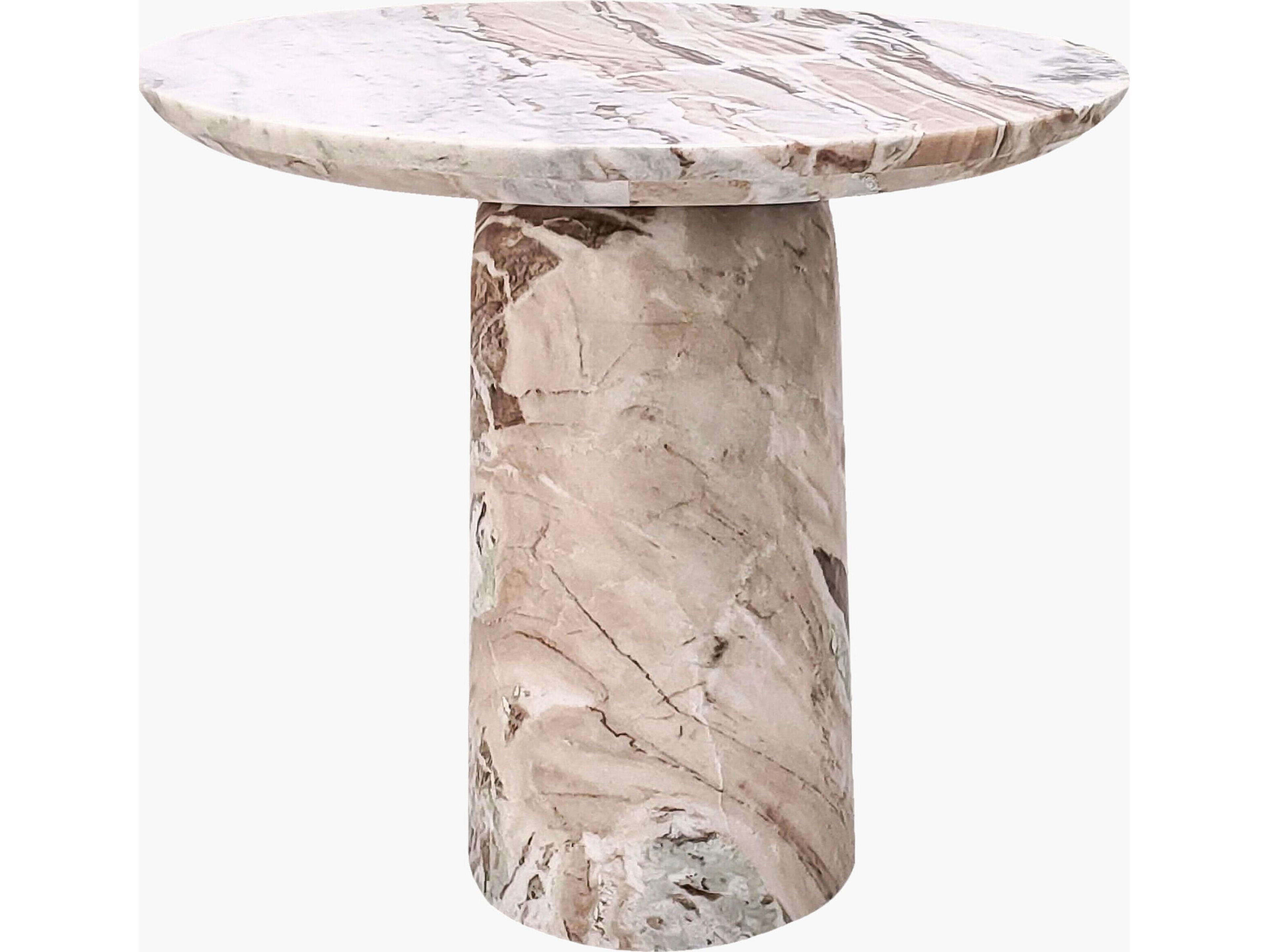 Portola Round Marble Beige End Table