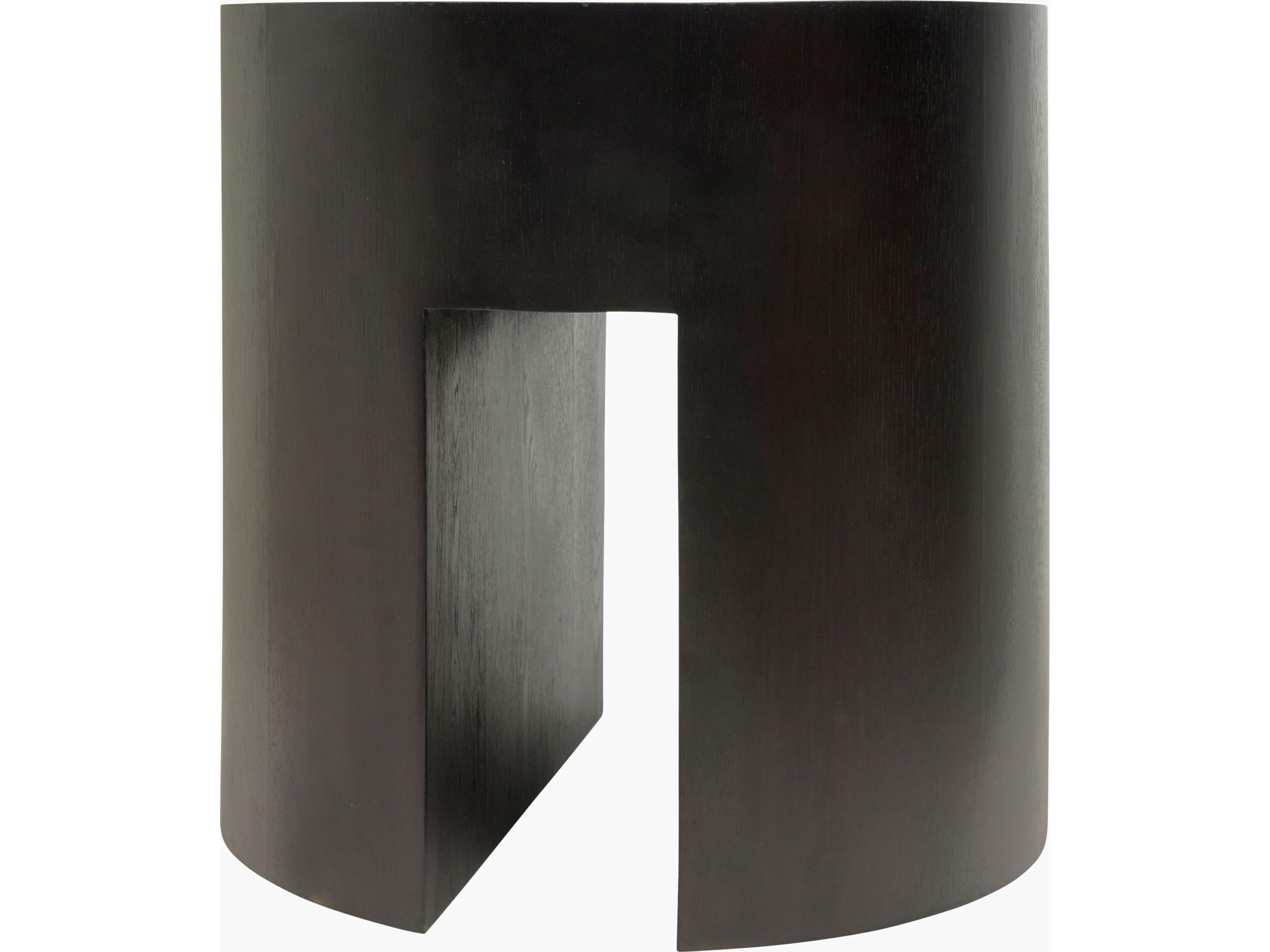 Becki Owens Whitly Round Wood Black End Table