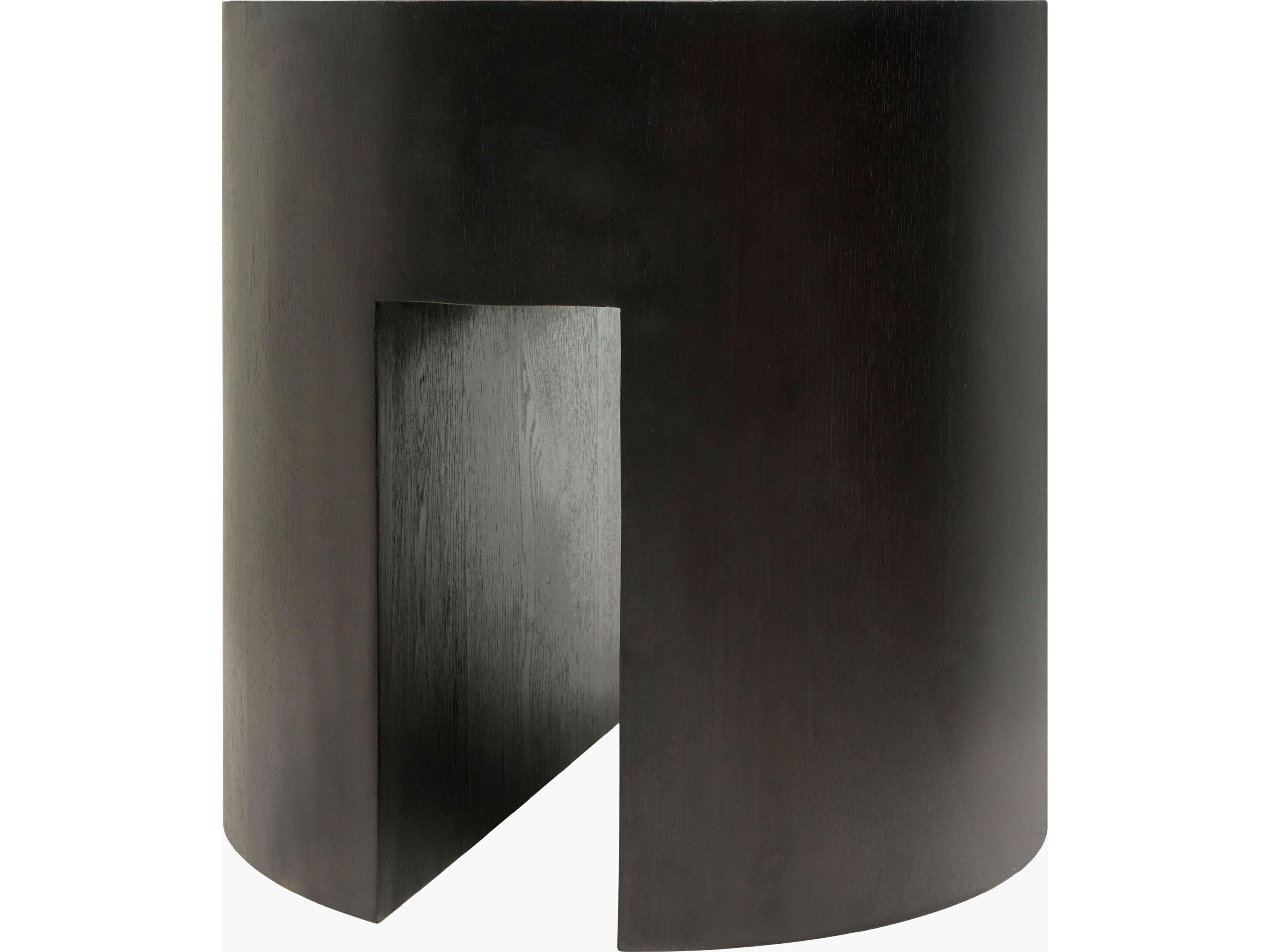 Surya Becki Owens Whitly Round Wood Black End Table