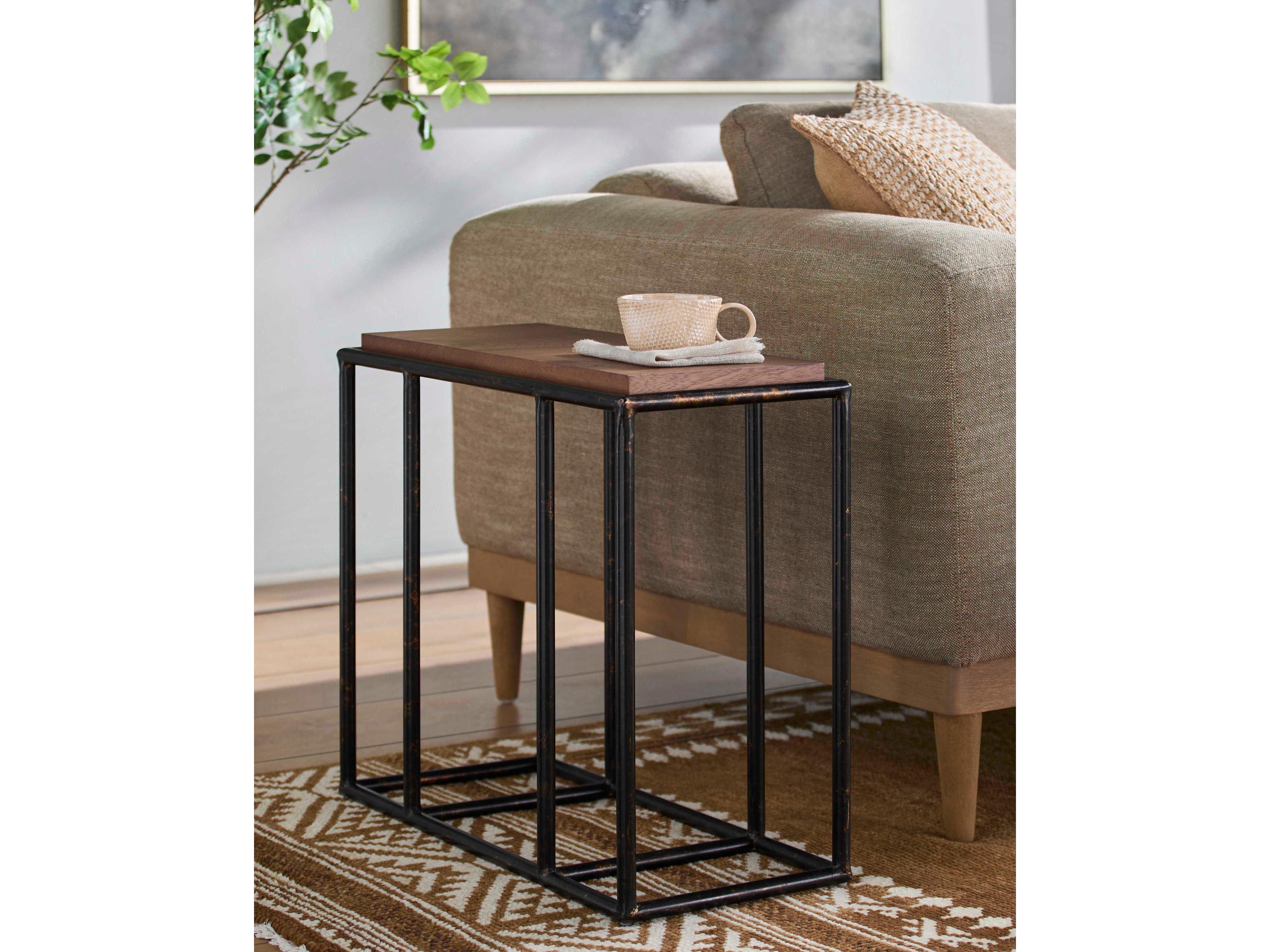 Surya Brax Rectangular Wood Brown Black End Table