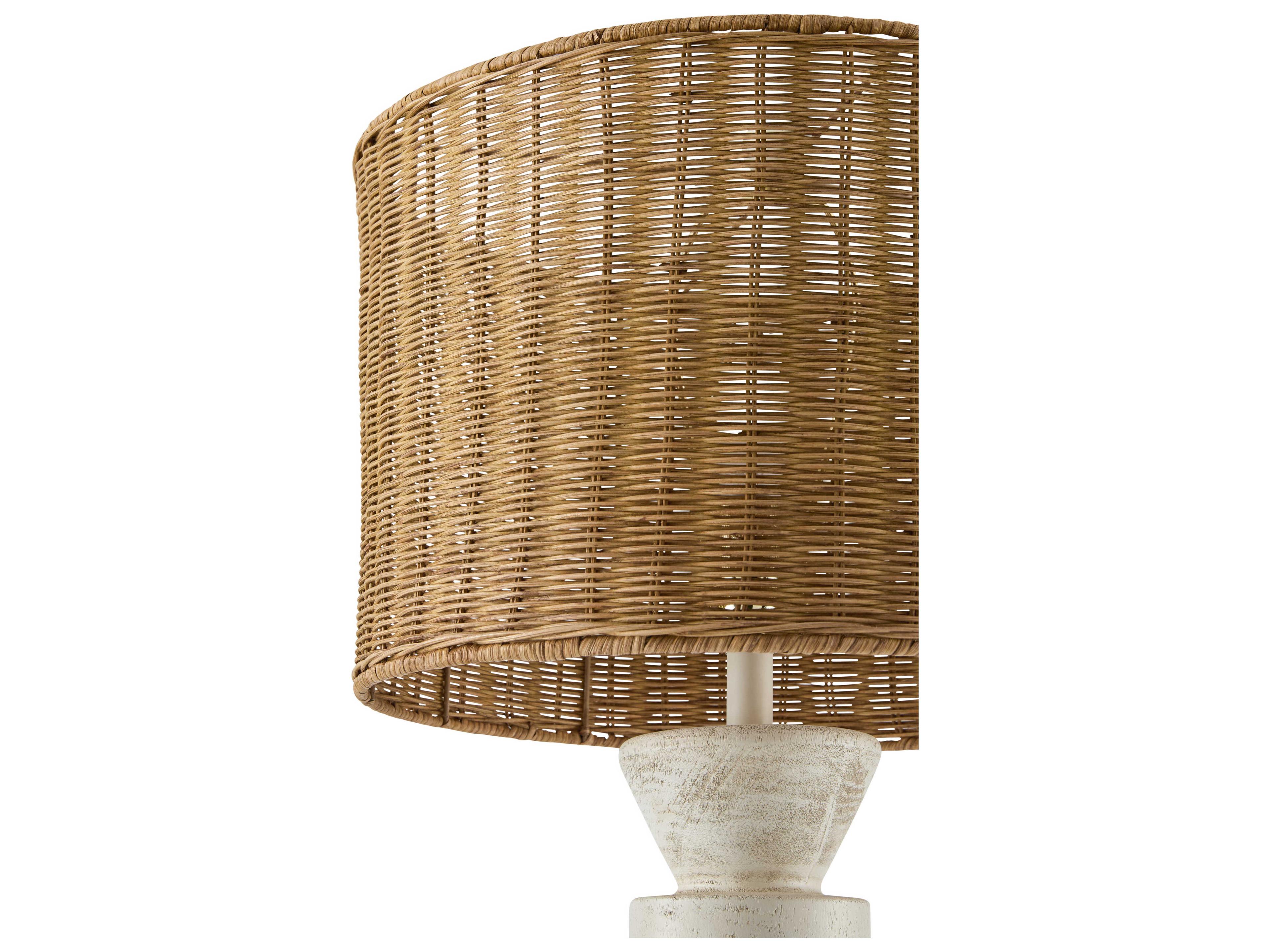 Surya Berekua White Brown Rattan Floor Lamp