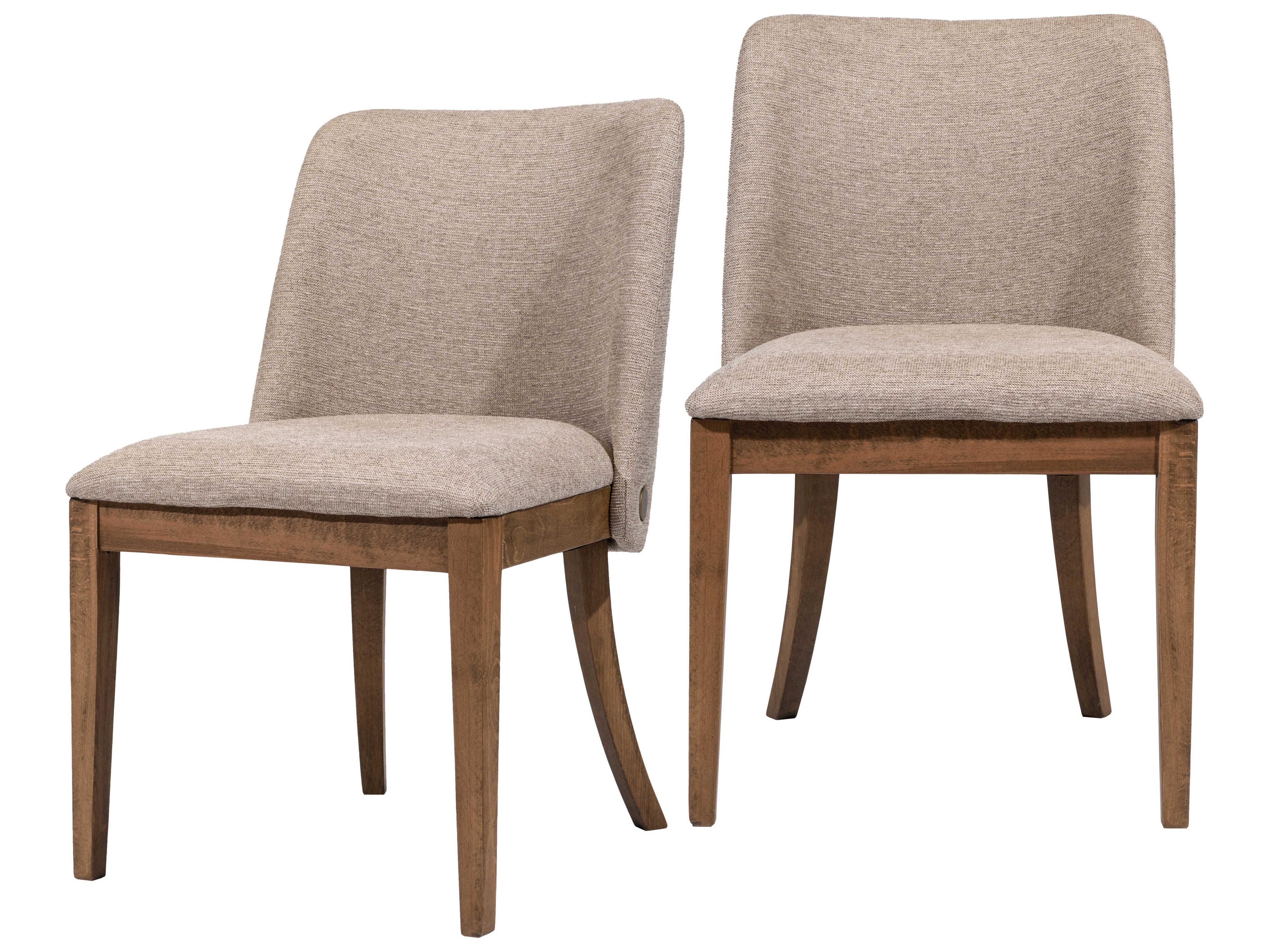 Brooke Beech Wood Brown Upholstered Armless Dining Chair Set of 2