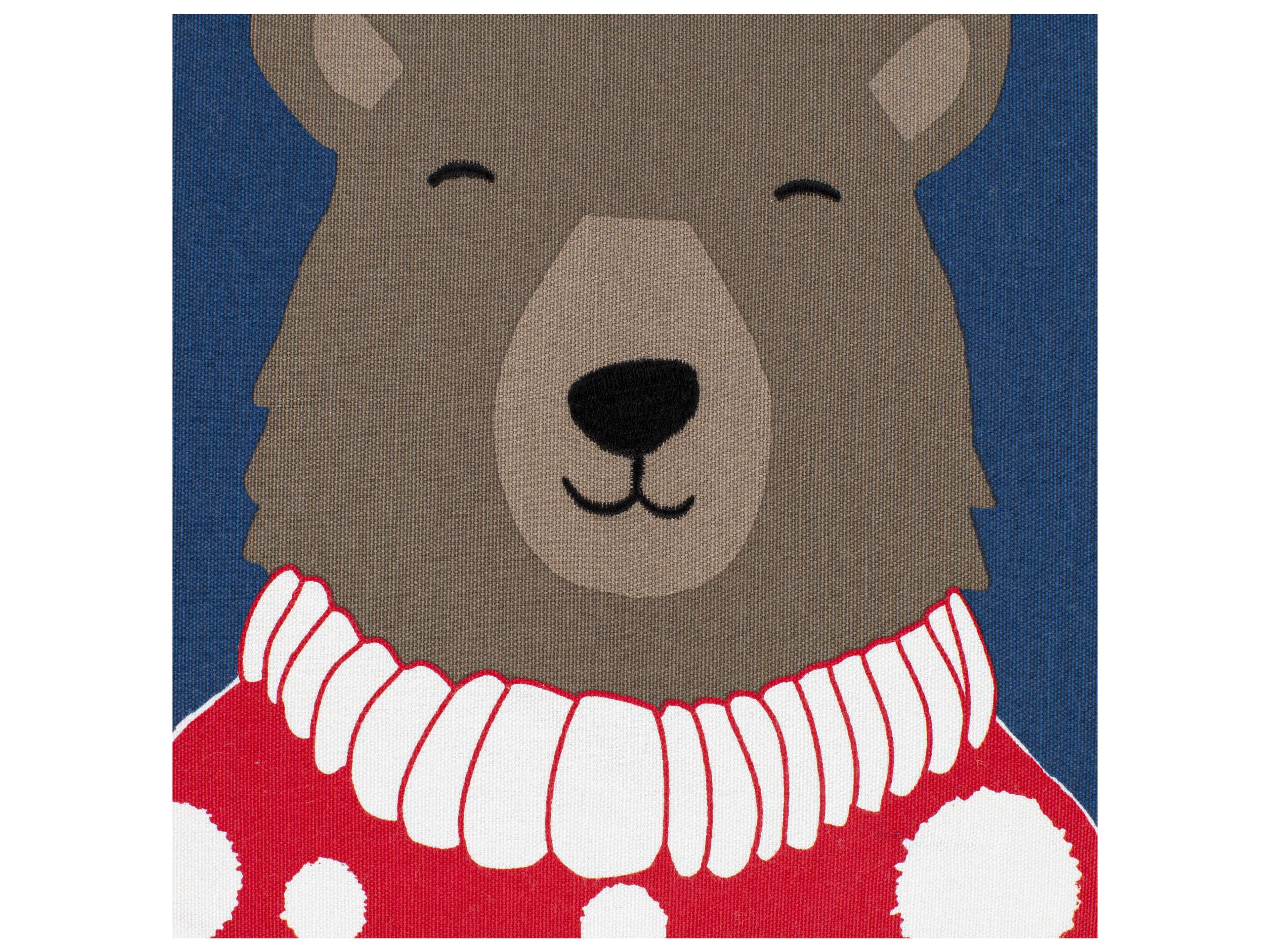 Surya Bundle Up Bear Dark Blue Pillow