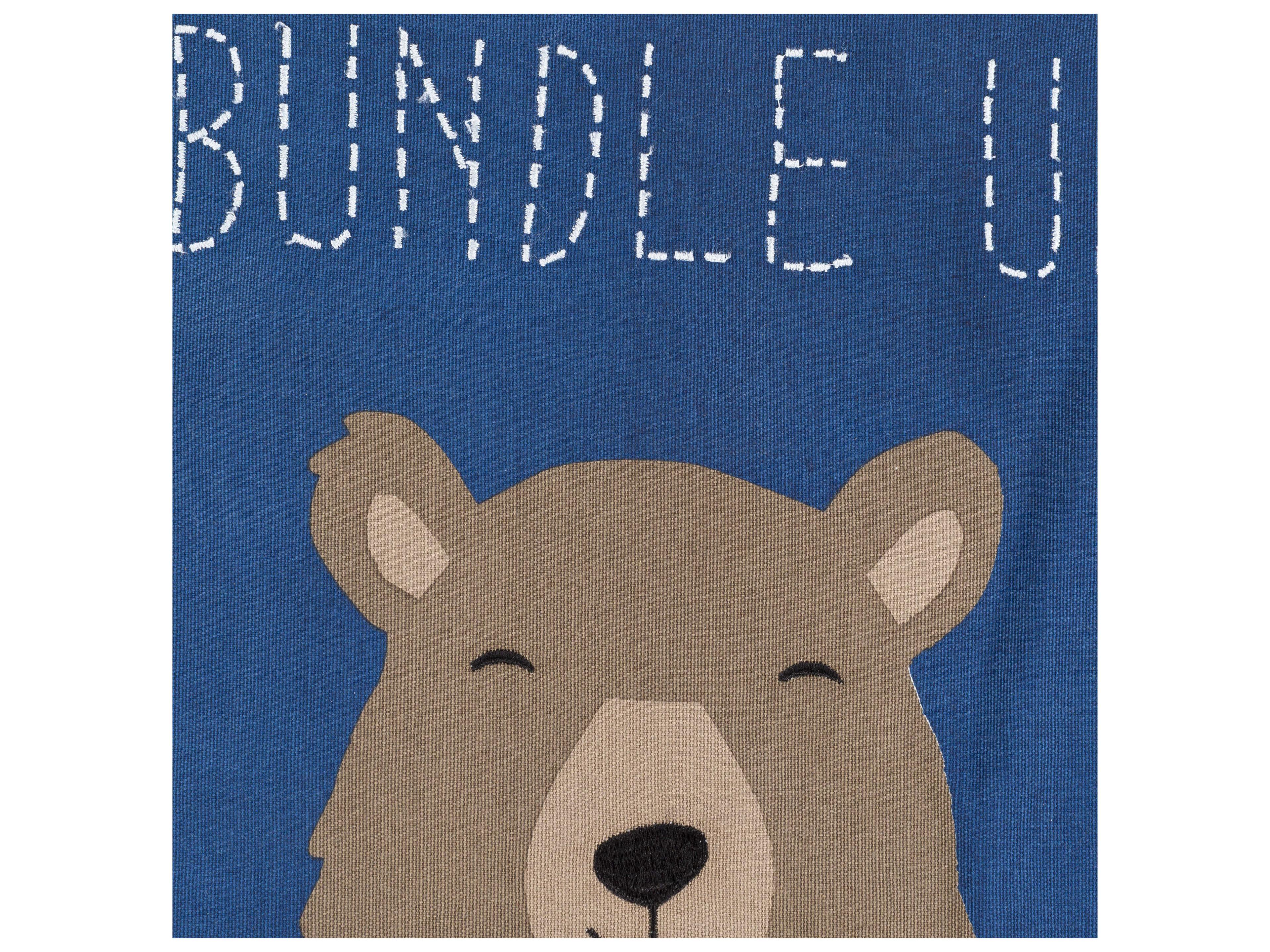 Surya Bundle Up Bear Dark Blue Pillow