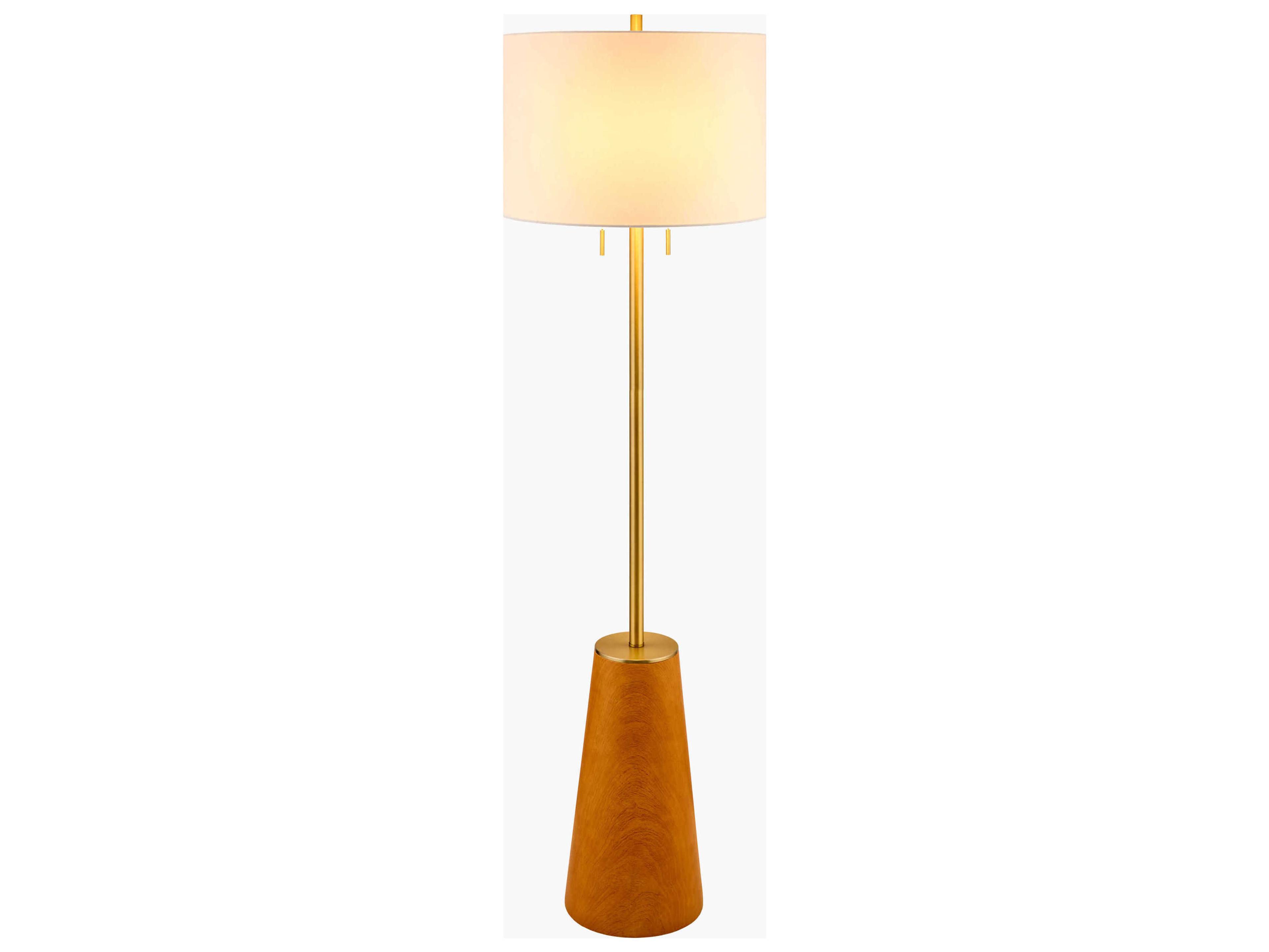 Surya Beyla Brown White Linen Floor Lamp