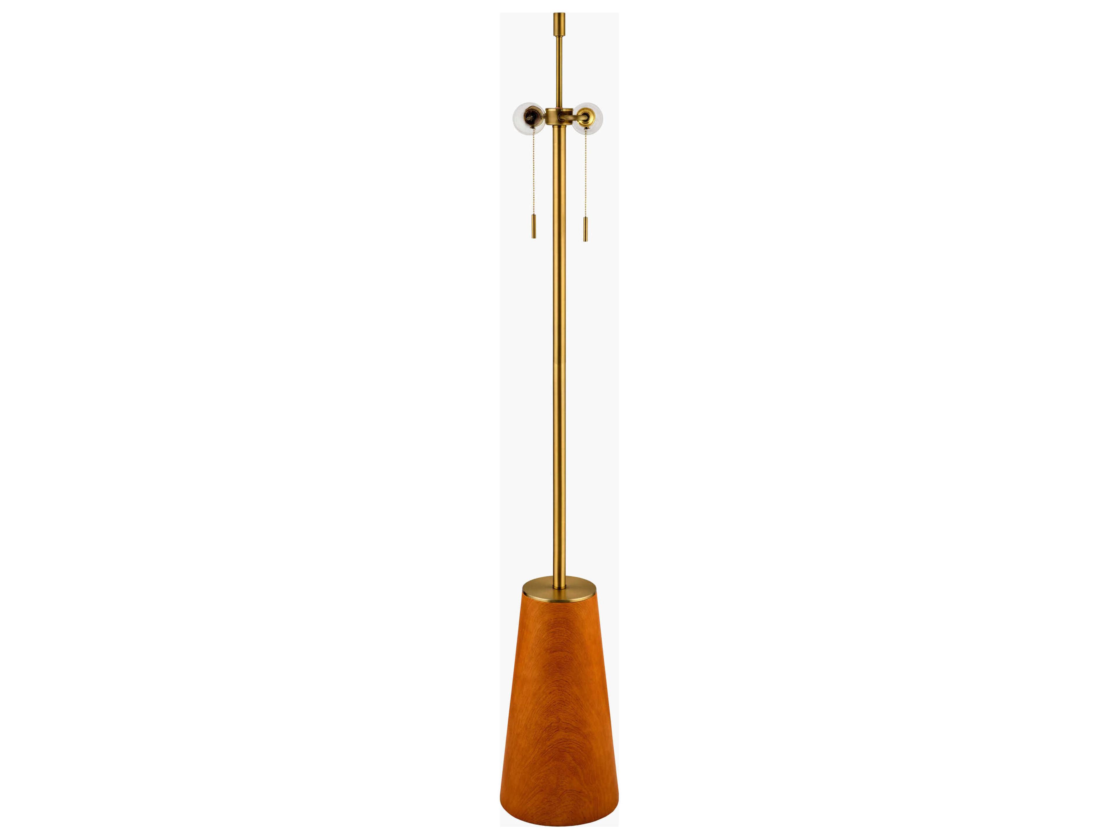 Surya Beyla Brown White Linen Floor Lamp