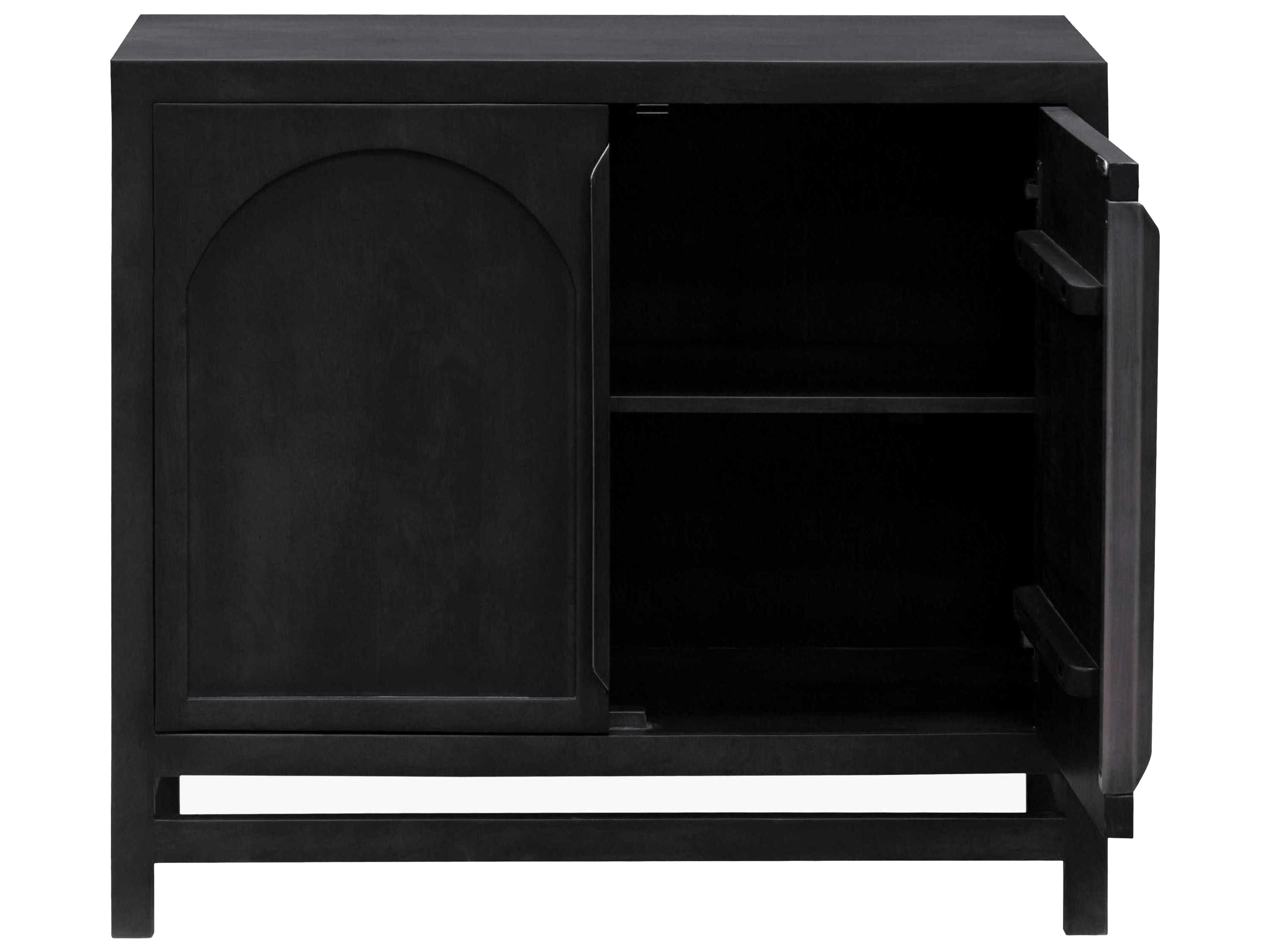 Surya Byron Black Mango Wood Accent Cabinet