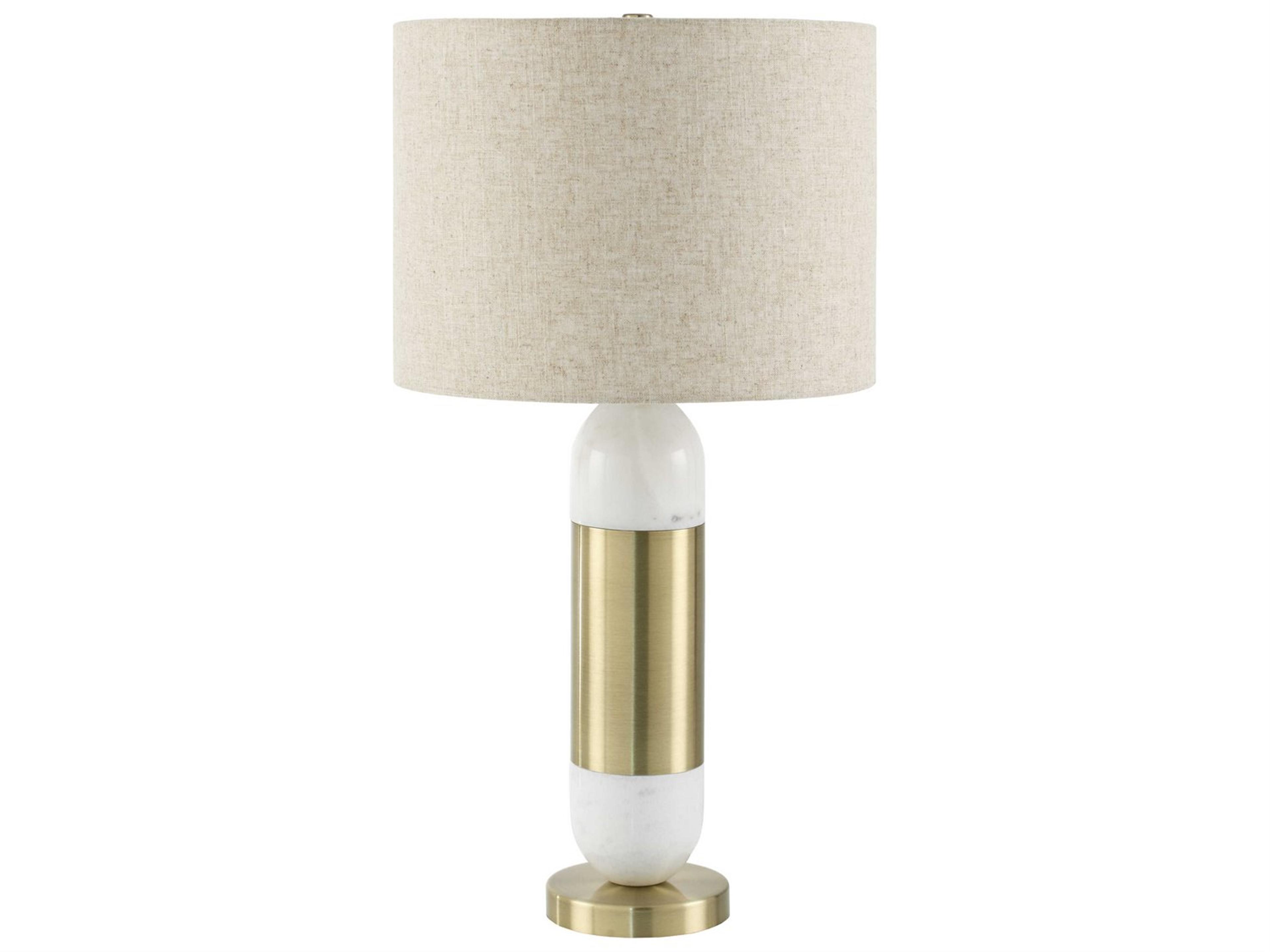 Carina White Beige Linen Polyester Buffet Lamp