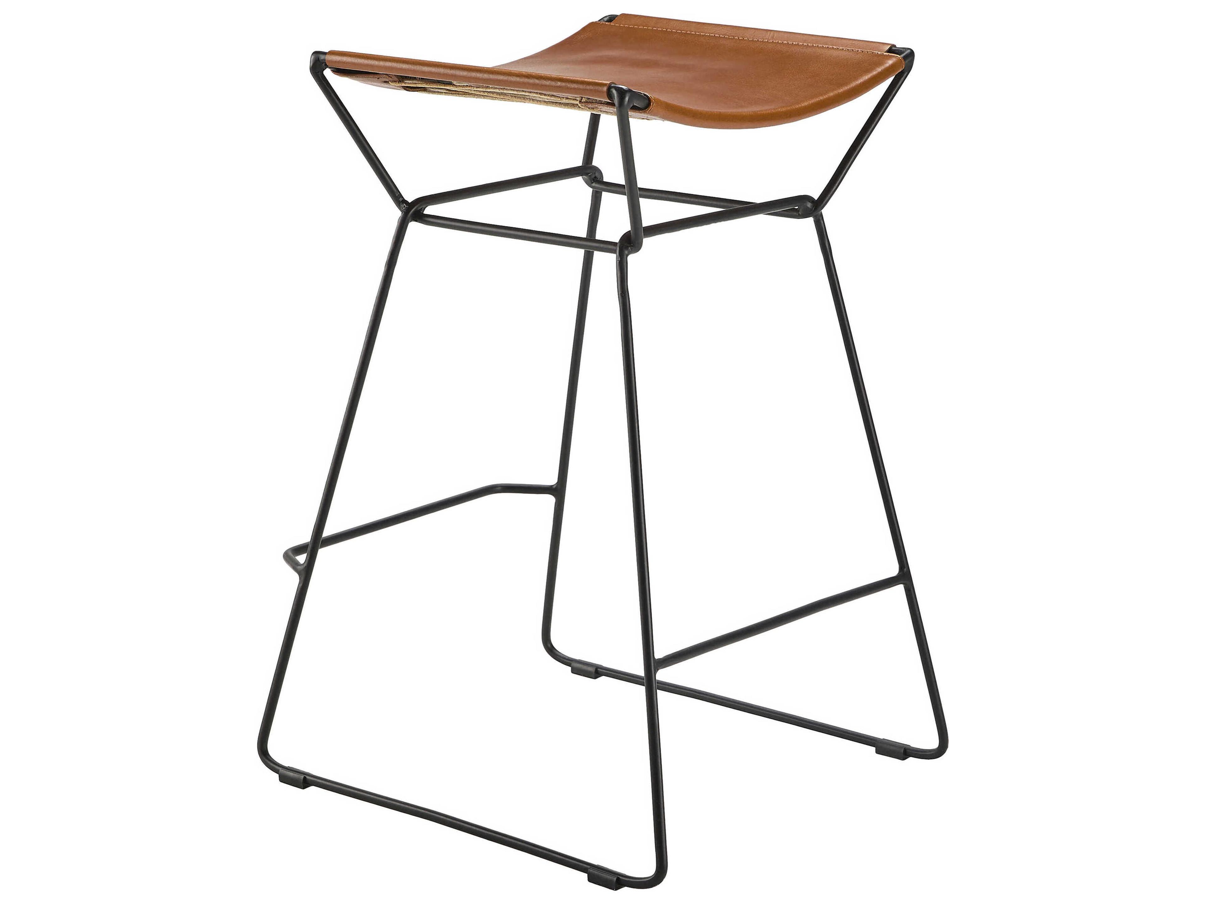 Surya Celerio Brown Gray Leather Counter Stool