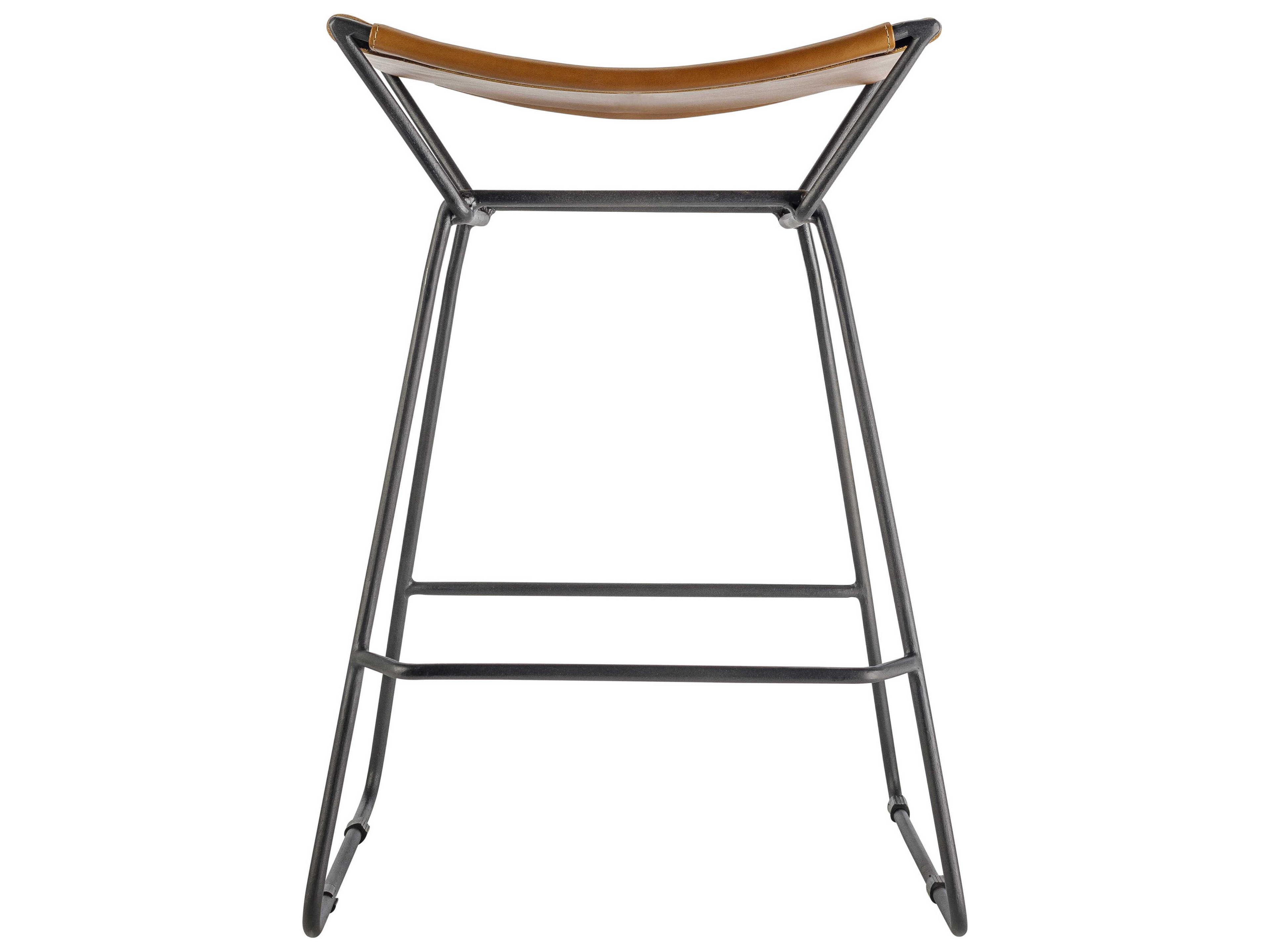 Surya Celerio Brown Gray Leather Counter Stool