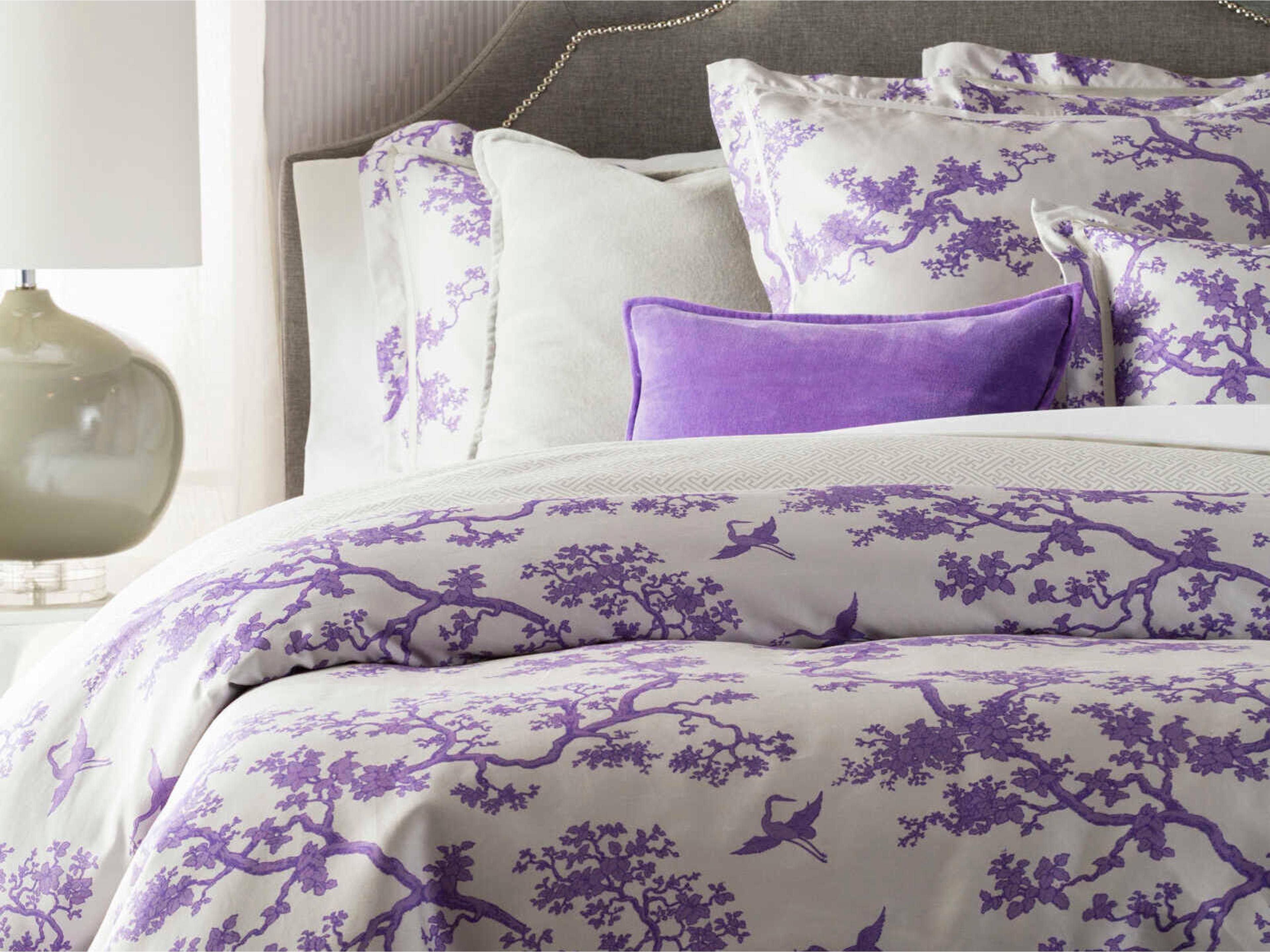 Surya The Cranes Purple Pillow