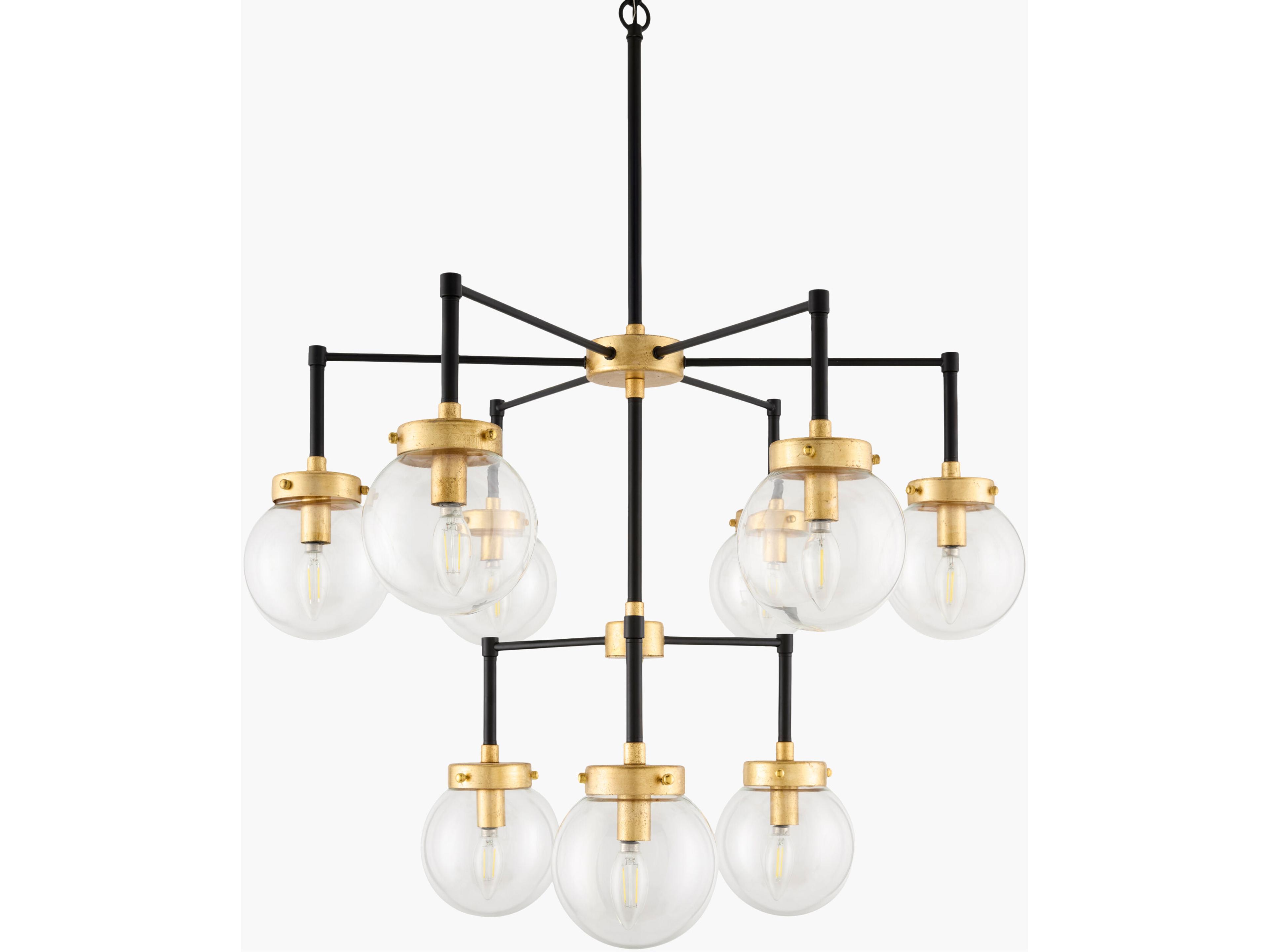 Chinon 9-Light Black Gold Globe Tiered Chandelier
