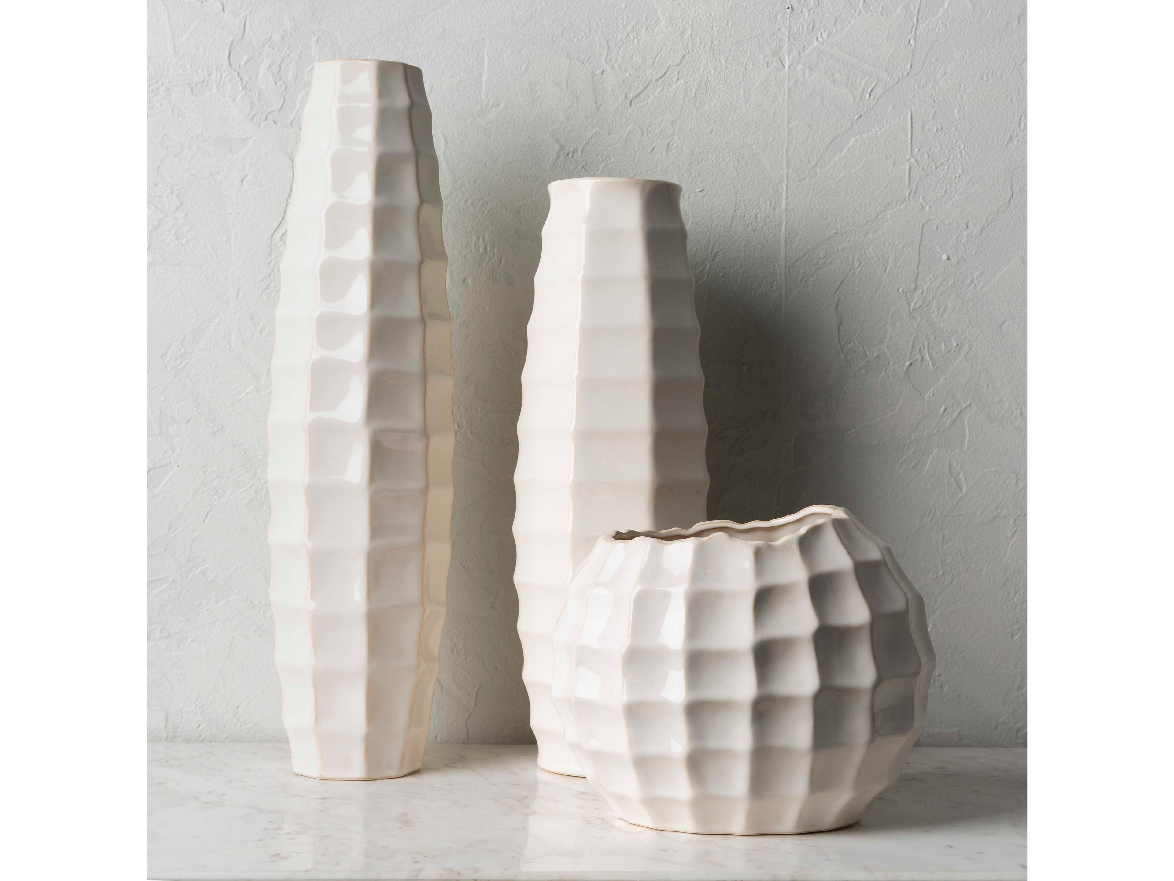 Surya Cirio Cream Vase Set of 3
