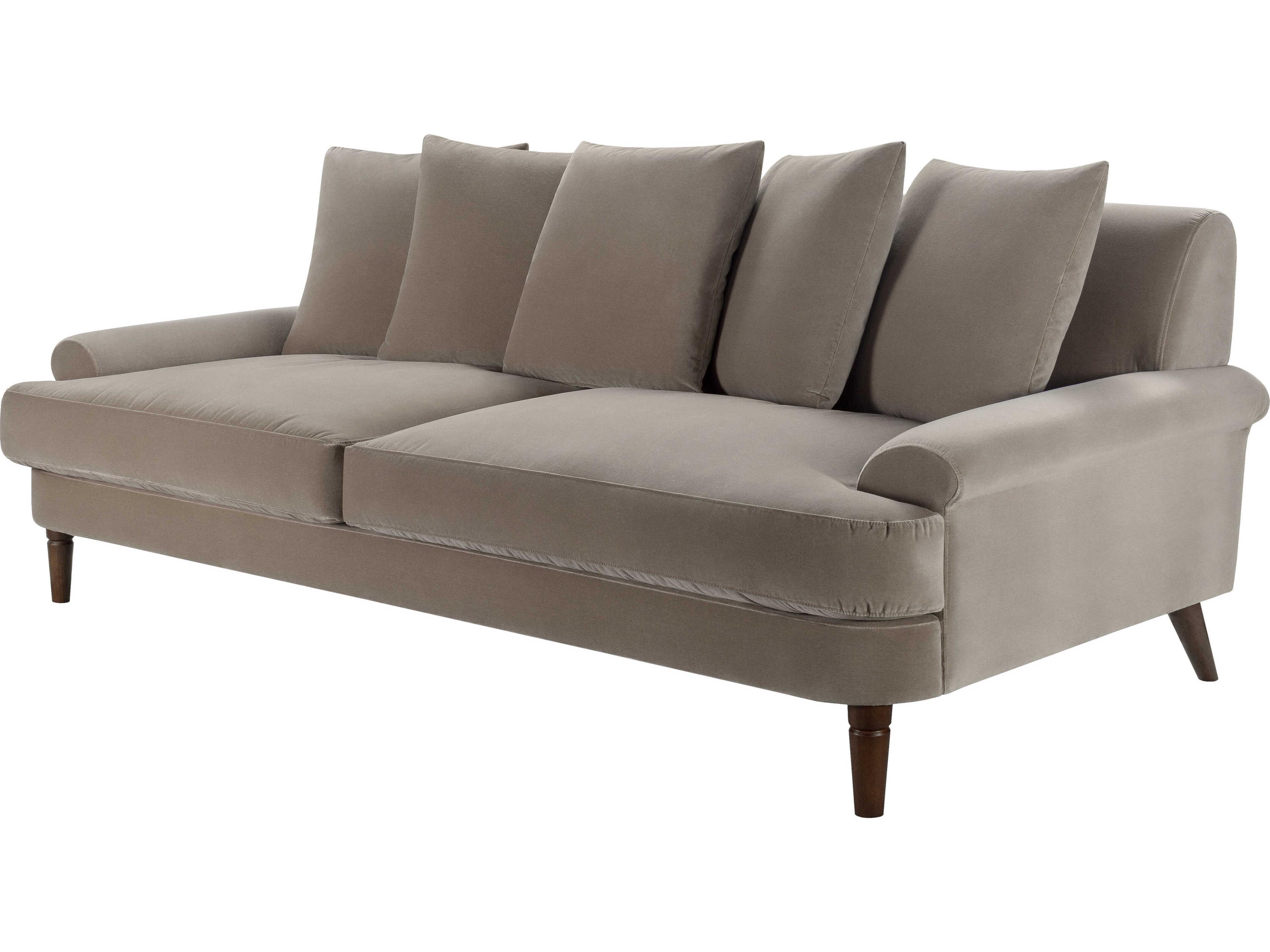 Cila Gray Dark Brown Upholstered Sofa