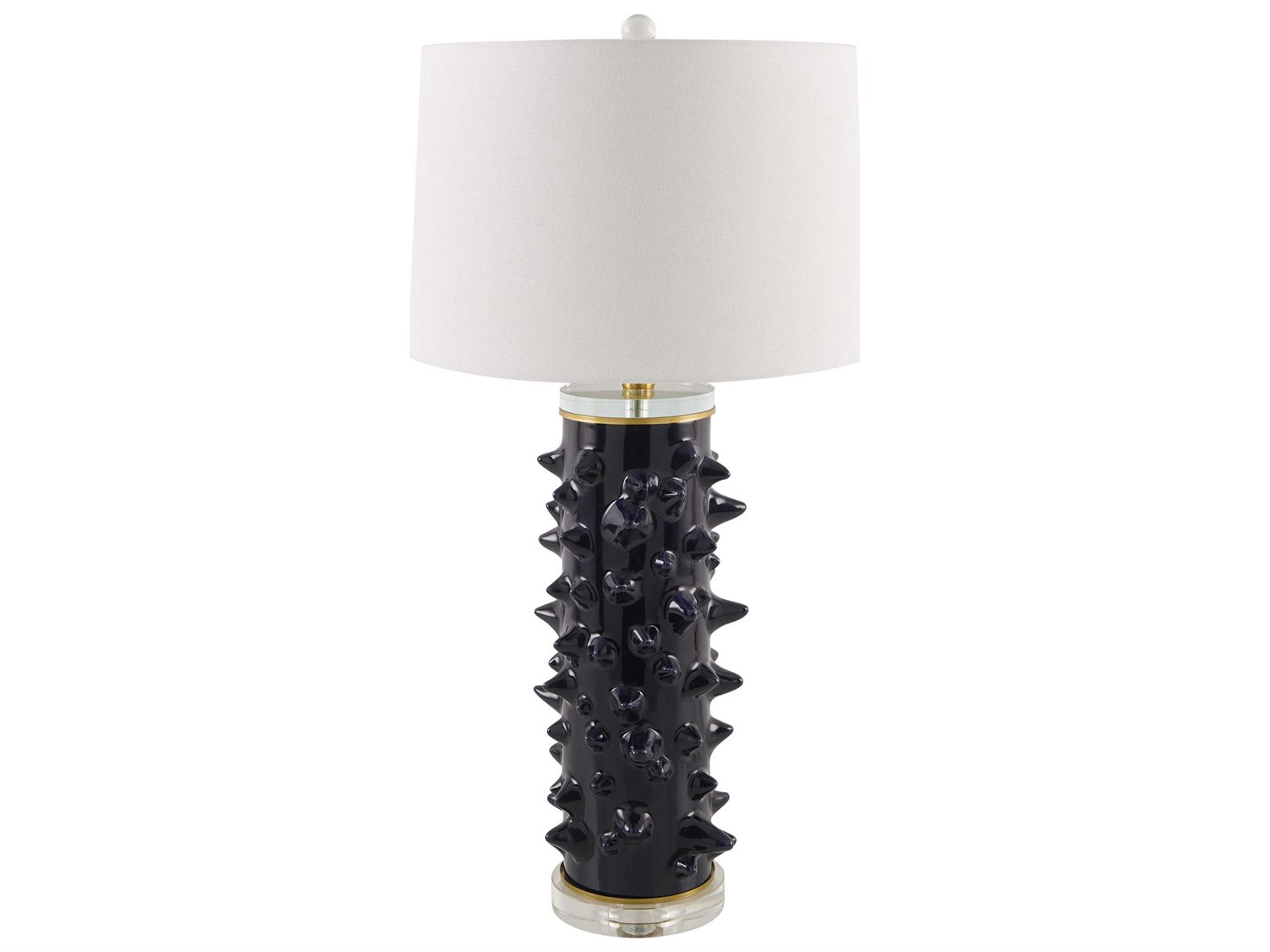Canary Black White Linen Buffet Lamp