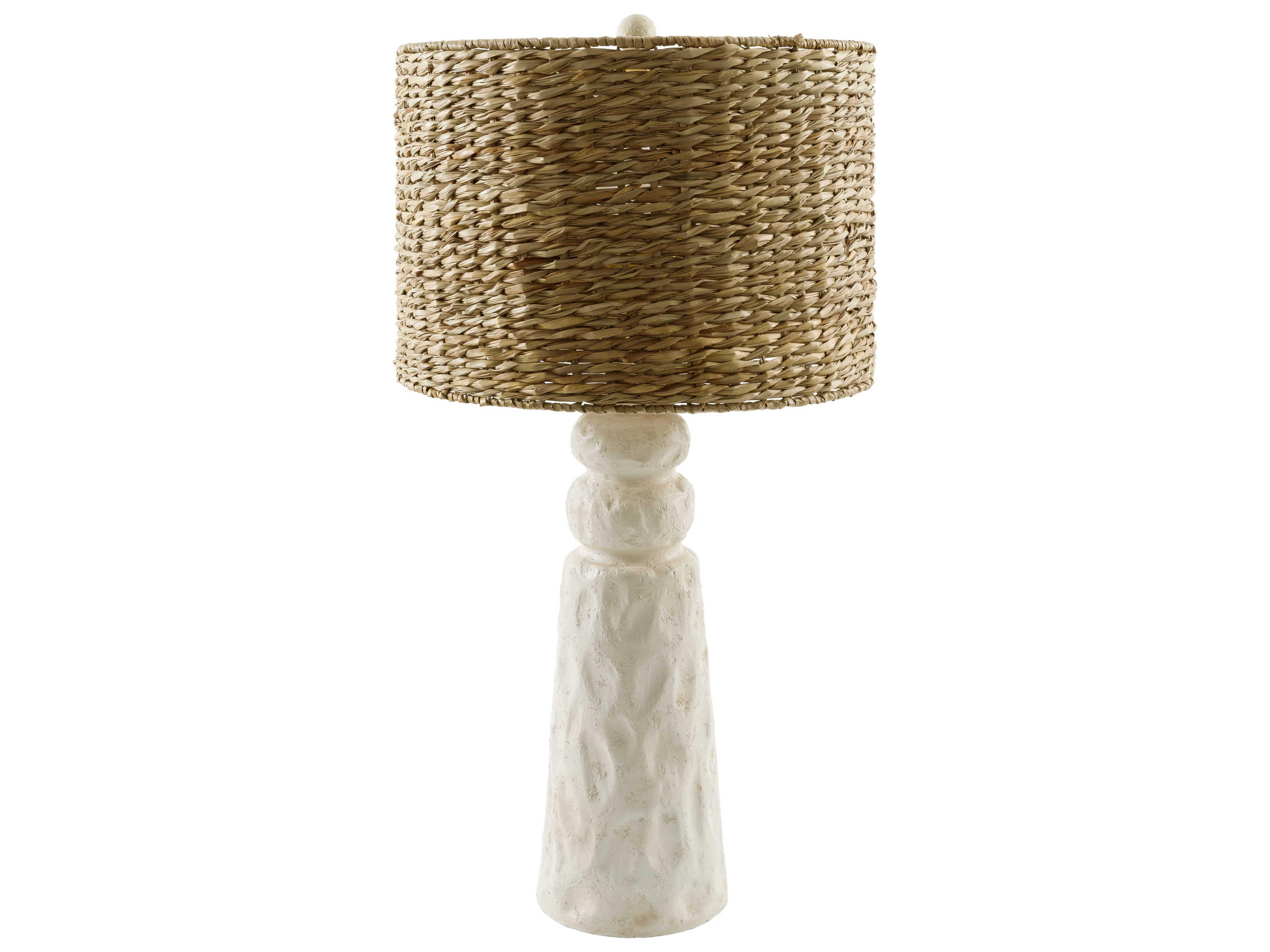 Conway White Tan Seagrass Buffet Lamp