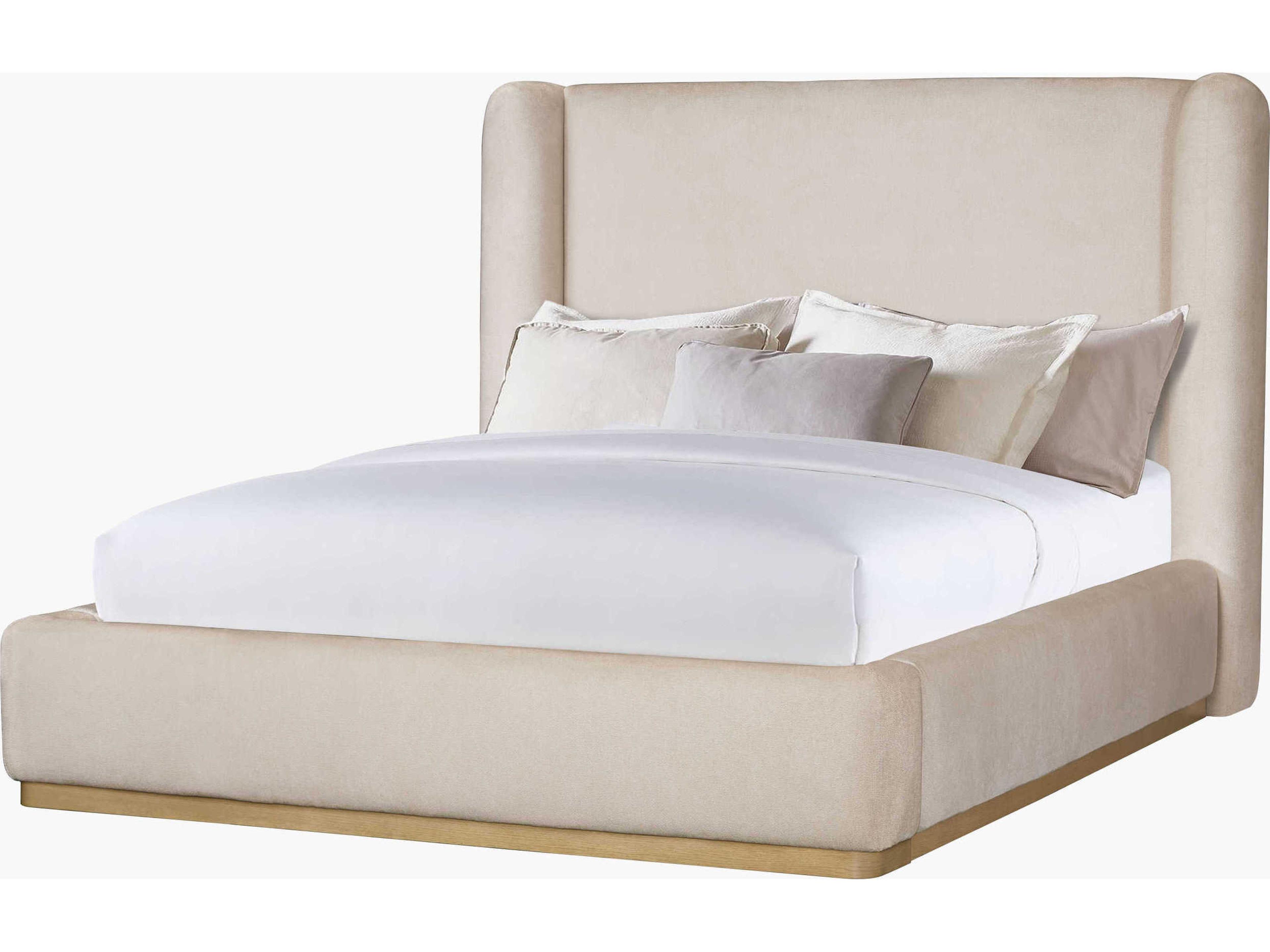 Covina Brown Rubberwood Upholstered King Panel Bed