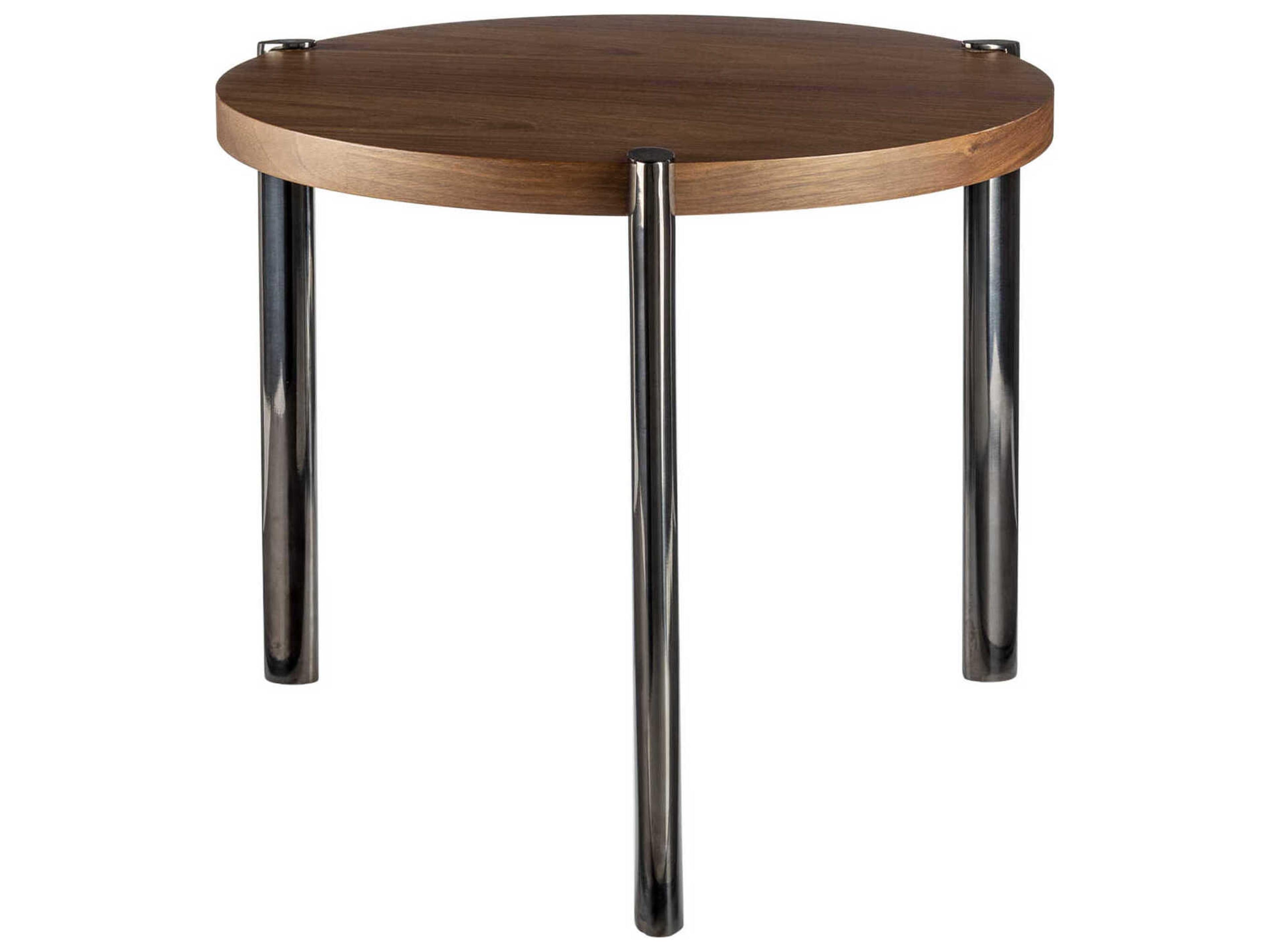 Caro Round Wood Dark Brown Black End Table